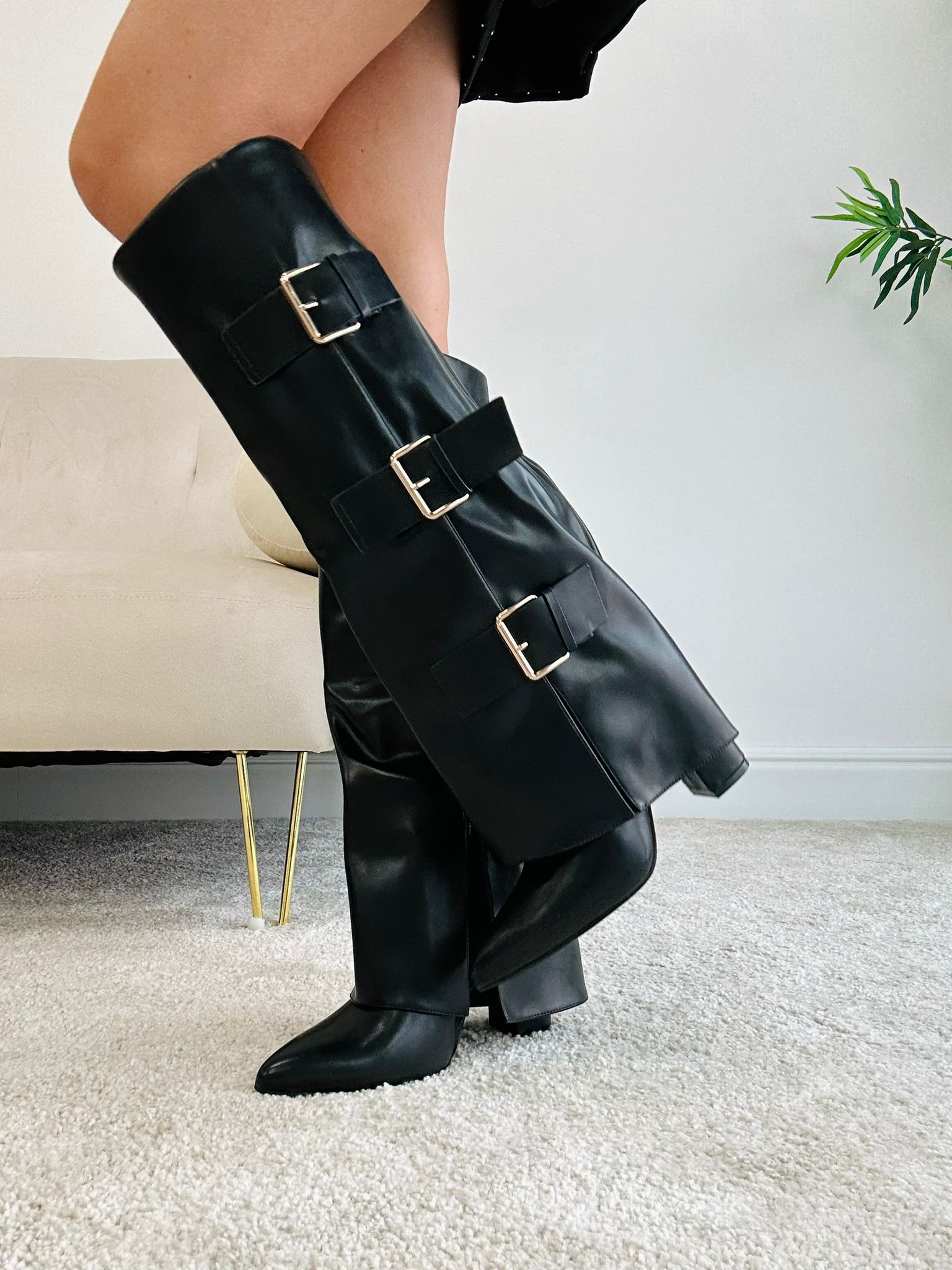 Botte noir haute on sale