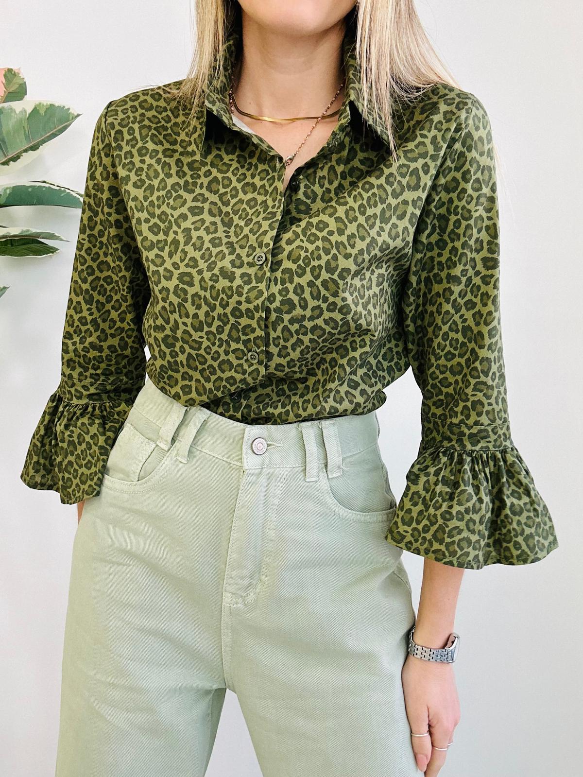 Bluse mit Animal-Print – Grün