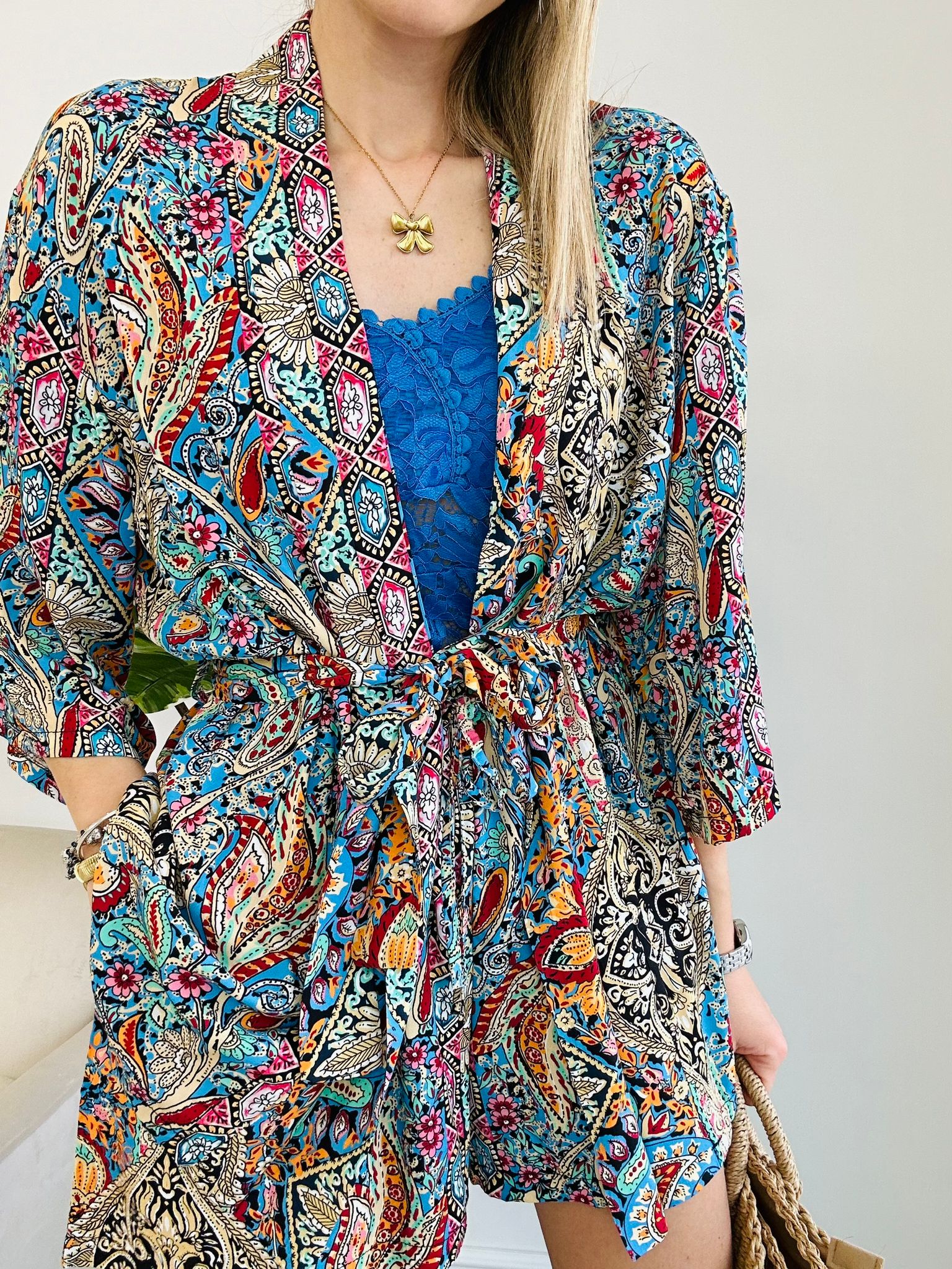 Nerano coordonné (chemise kimono + short) multicolore