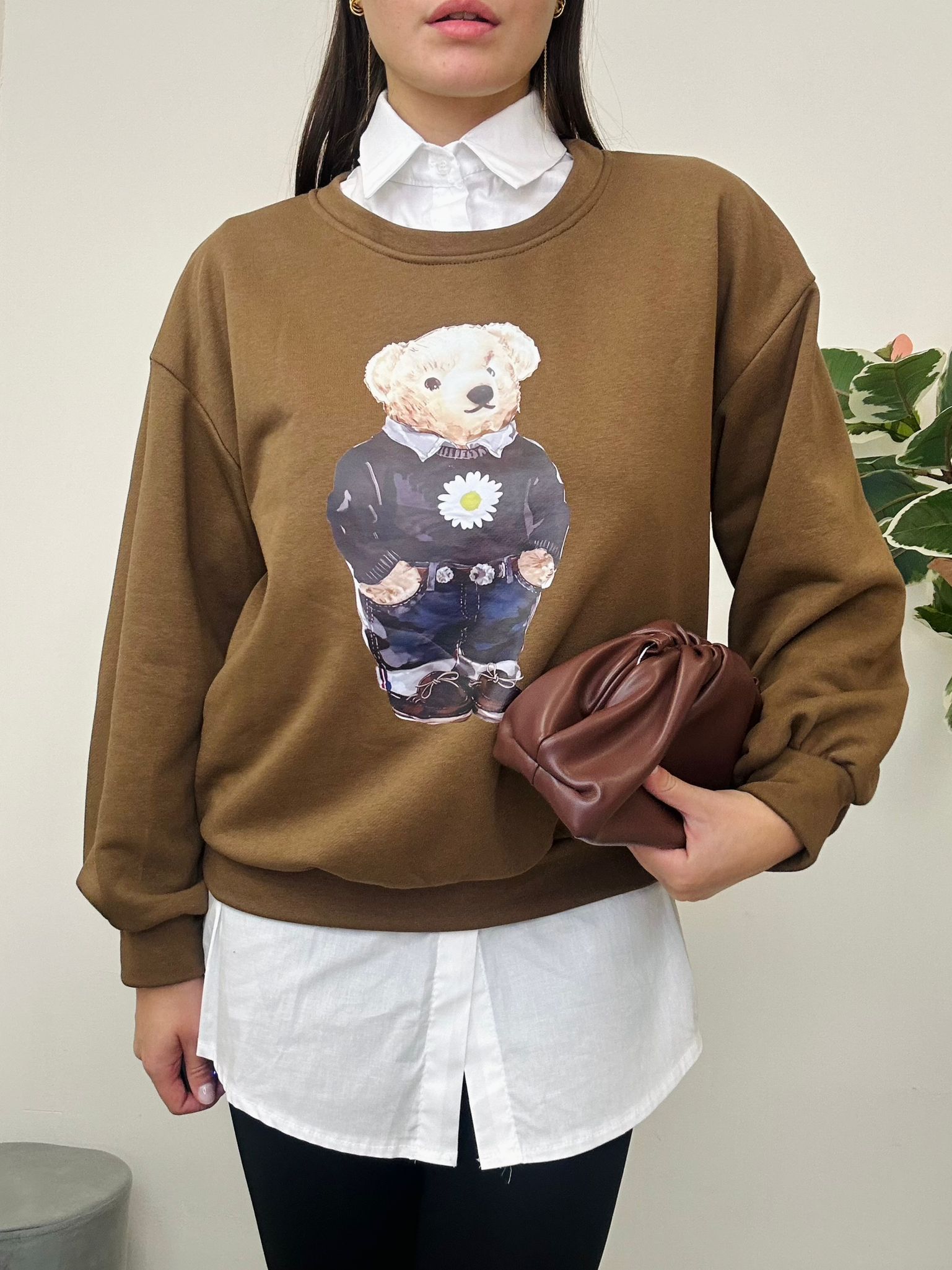 Teddy-Sweatshirt – Braun