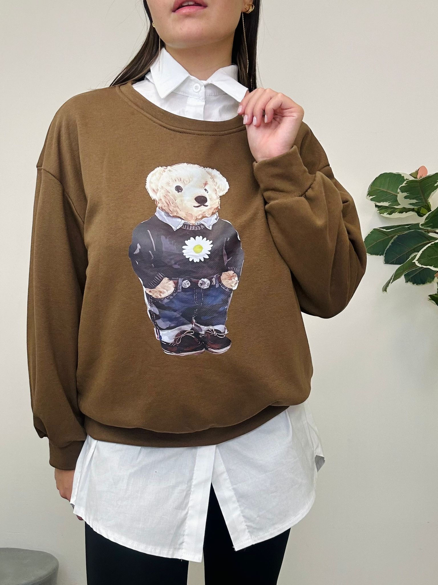 Teddy-Sweatshirt – Braun