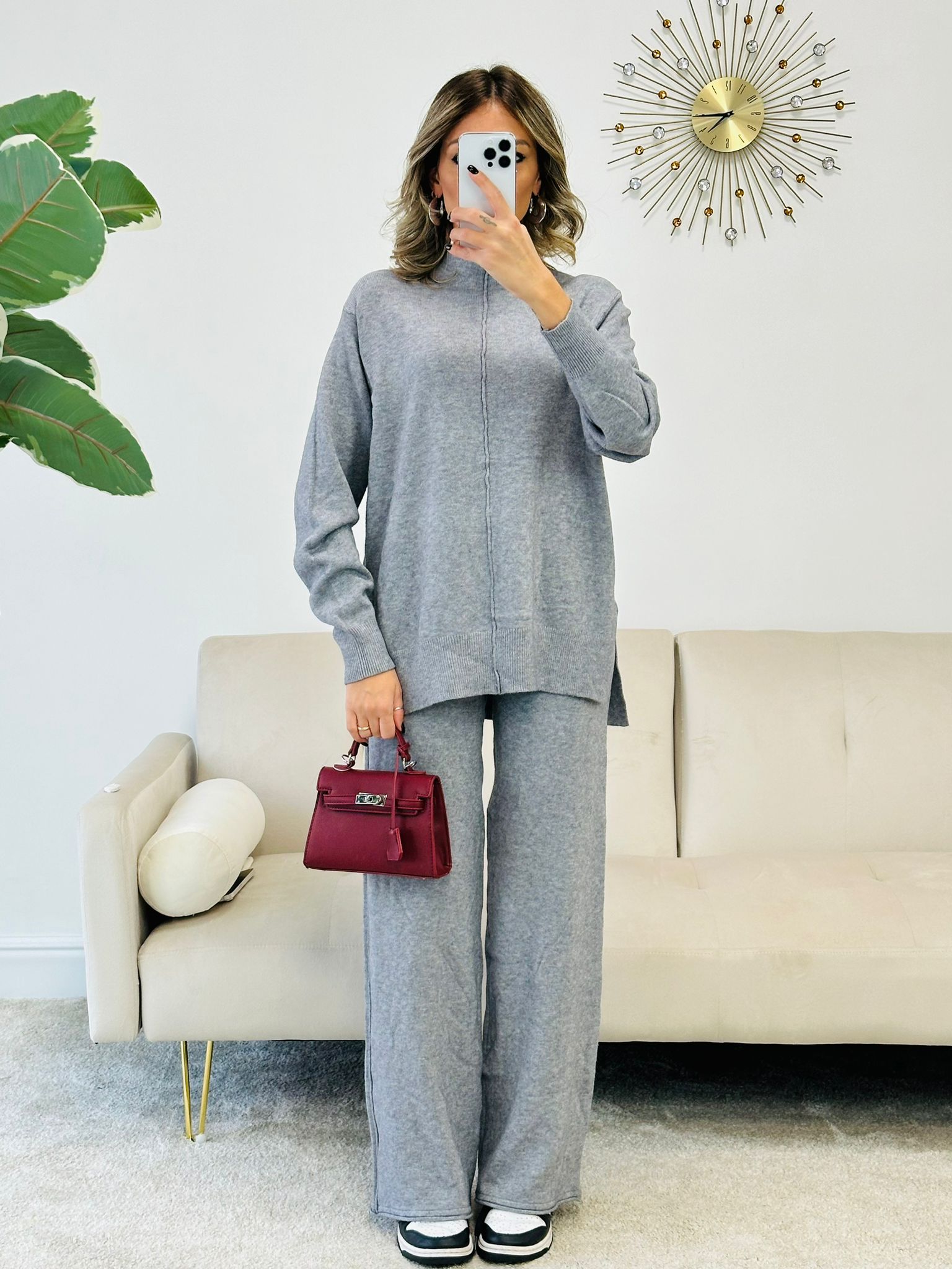 Koordinierte Giulia (Pullover + Hose) Grau