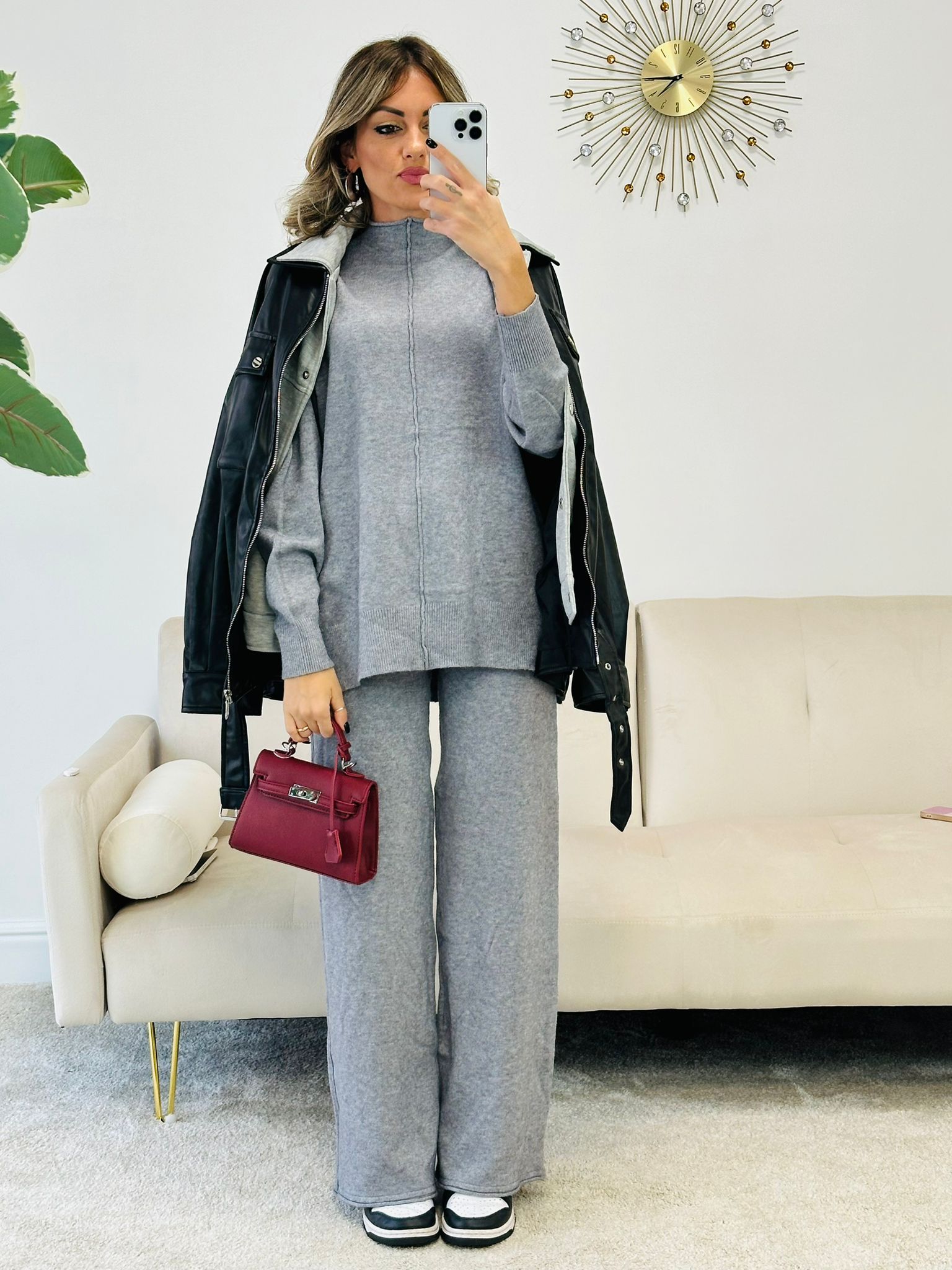 Koordinierte Giulia (Pullover + Hose) Grau