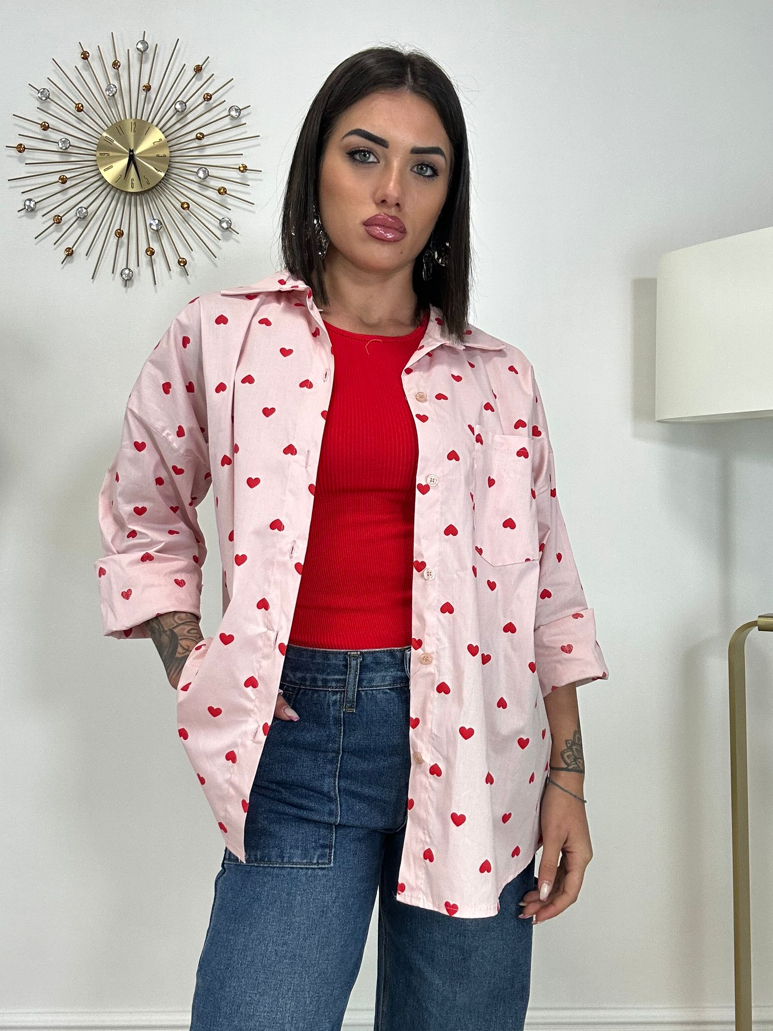 Shirt mit Herzchen - Rosa