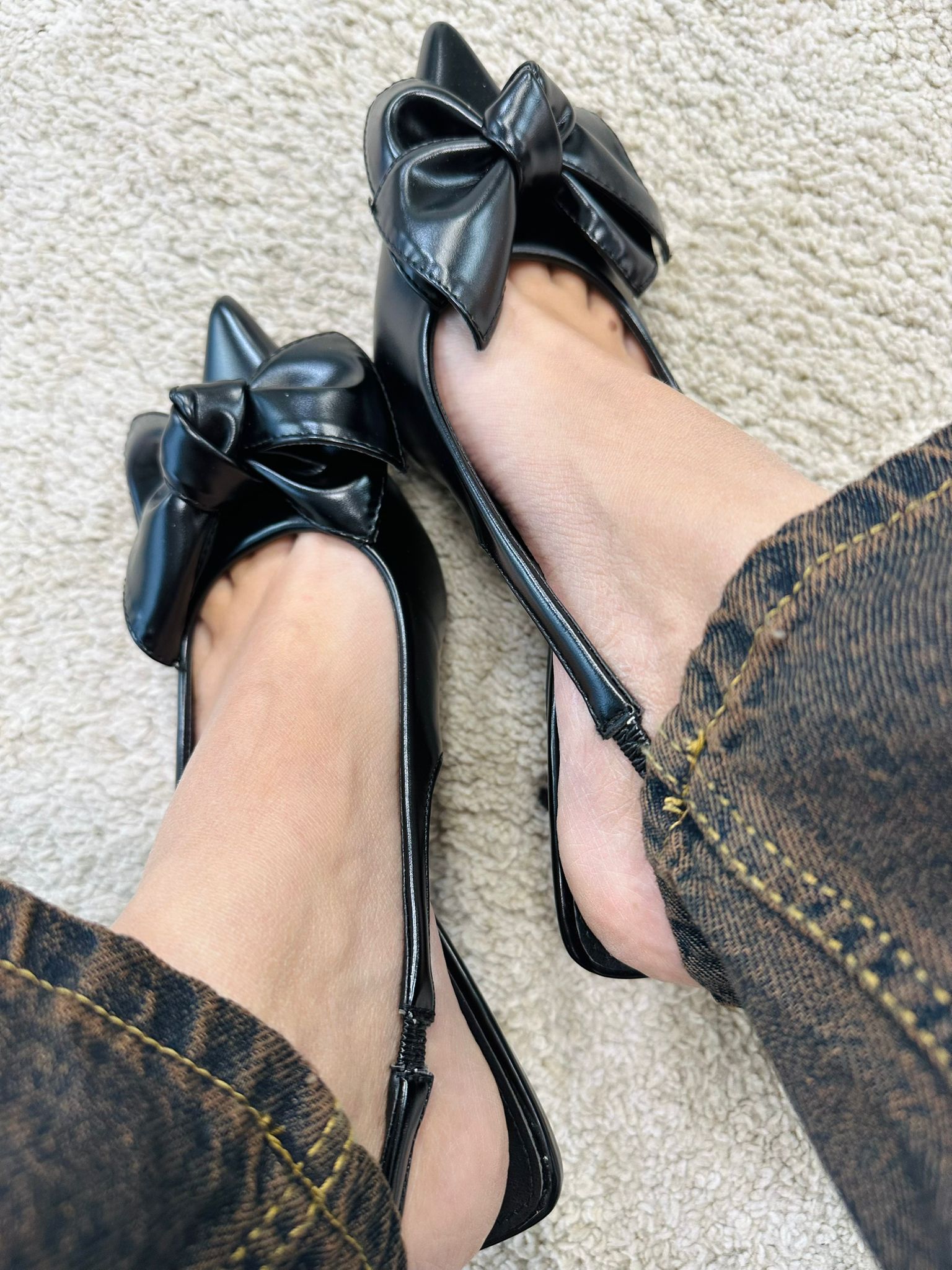 Décolleté Sling Back con fiocco - Nero