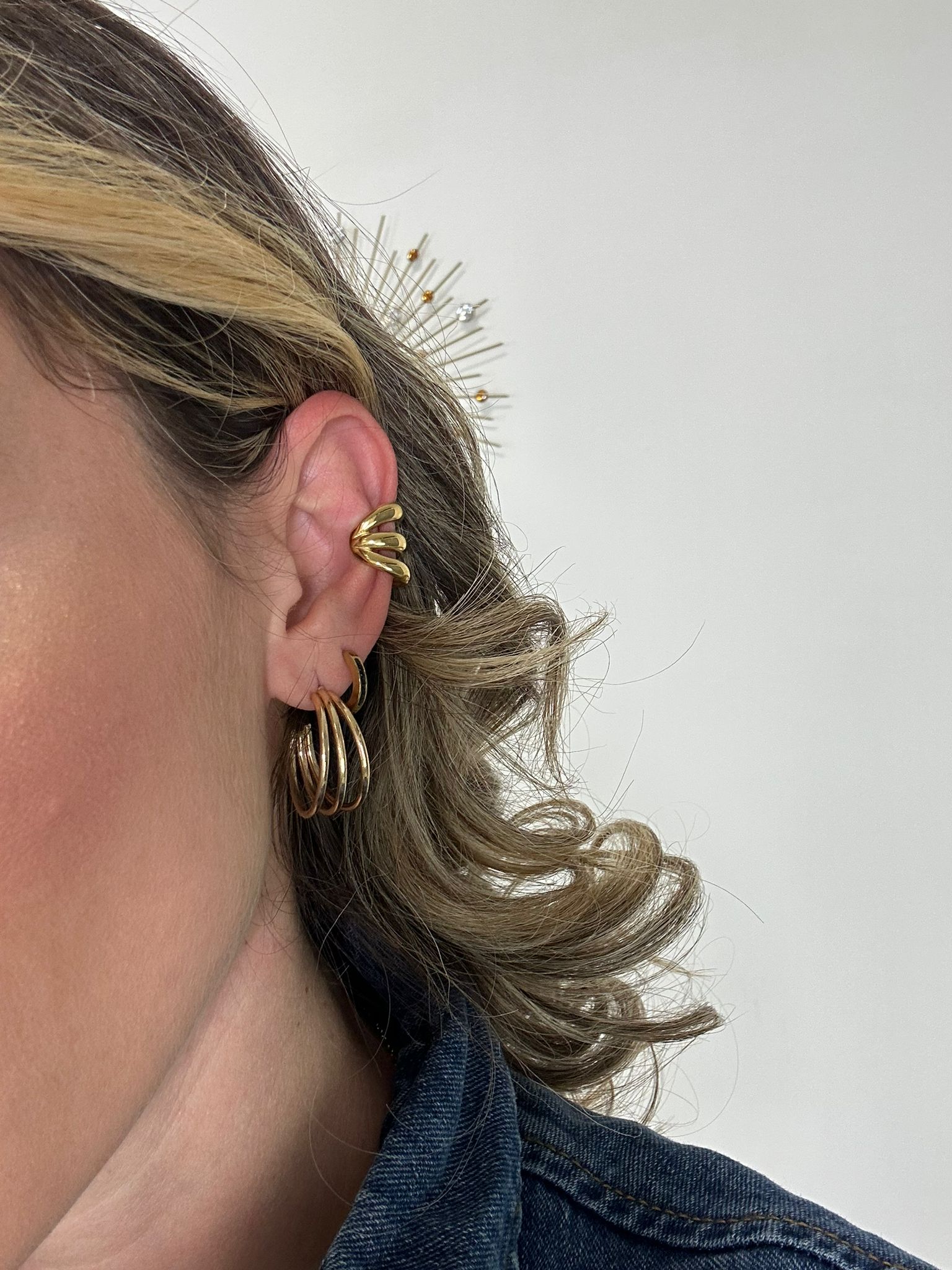 Orecchino Earcuff a tre cerchi - Oro