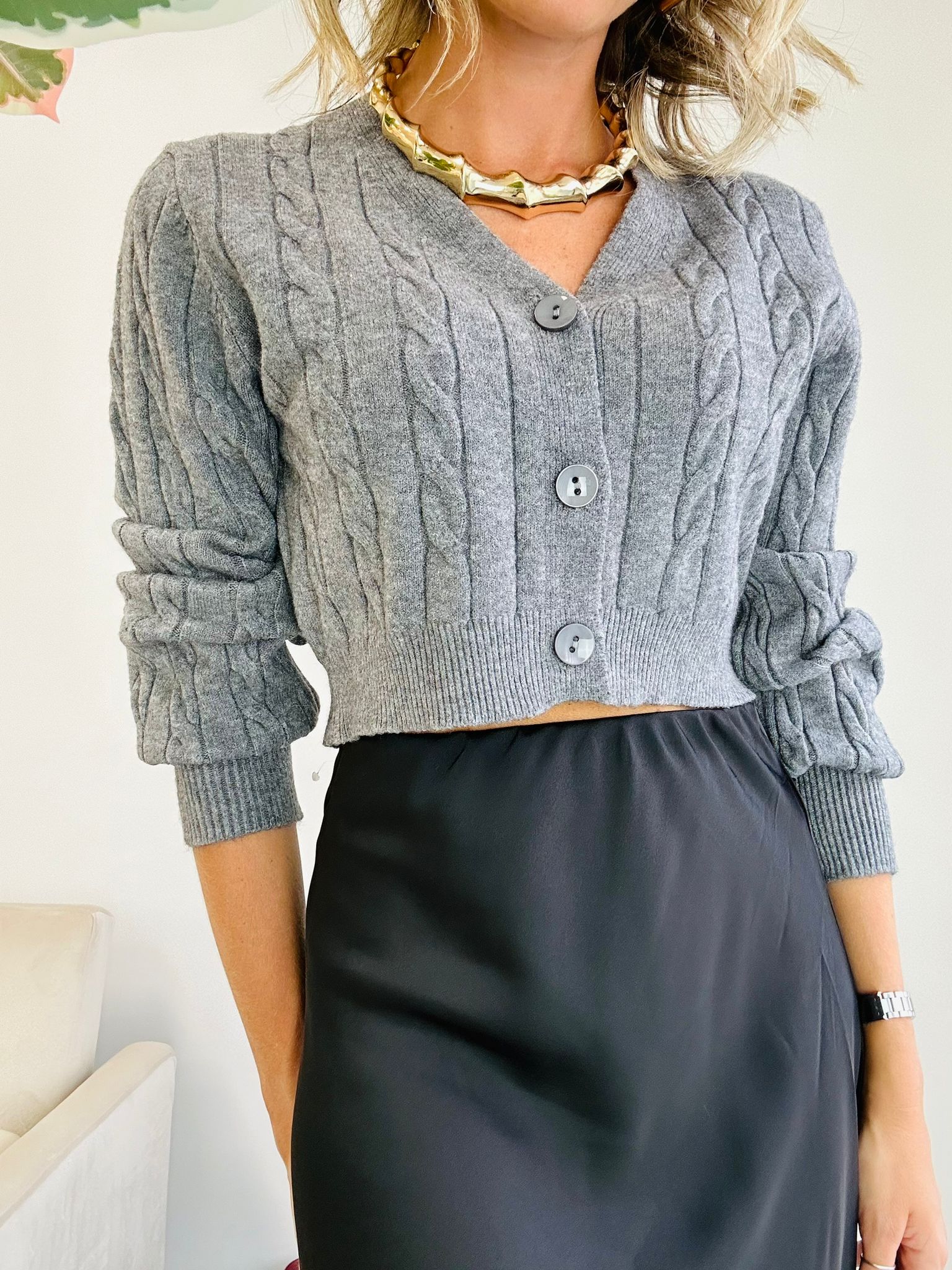 Cardigan Crop Emma - Grigio