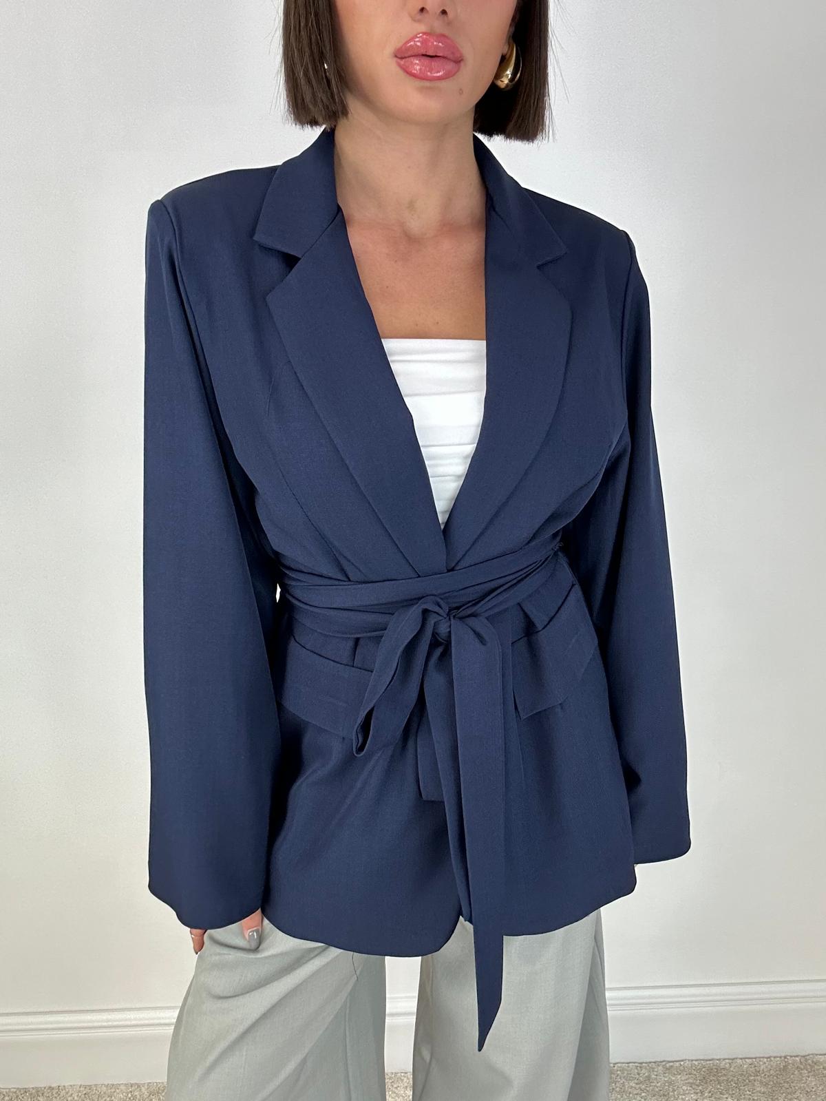 Blazer con cintura - Blu