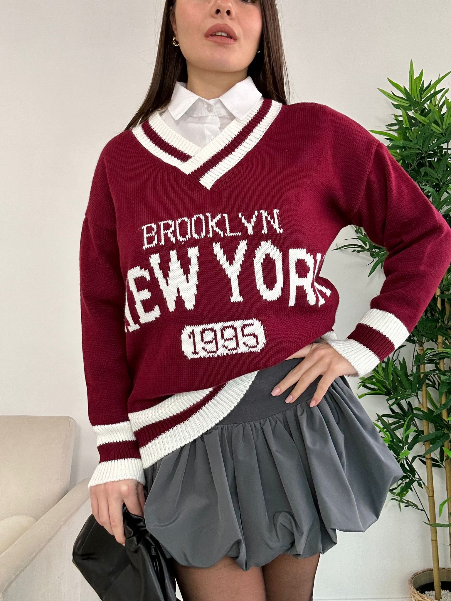 Maglione New York - Bordeaux