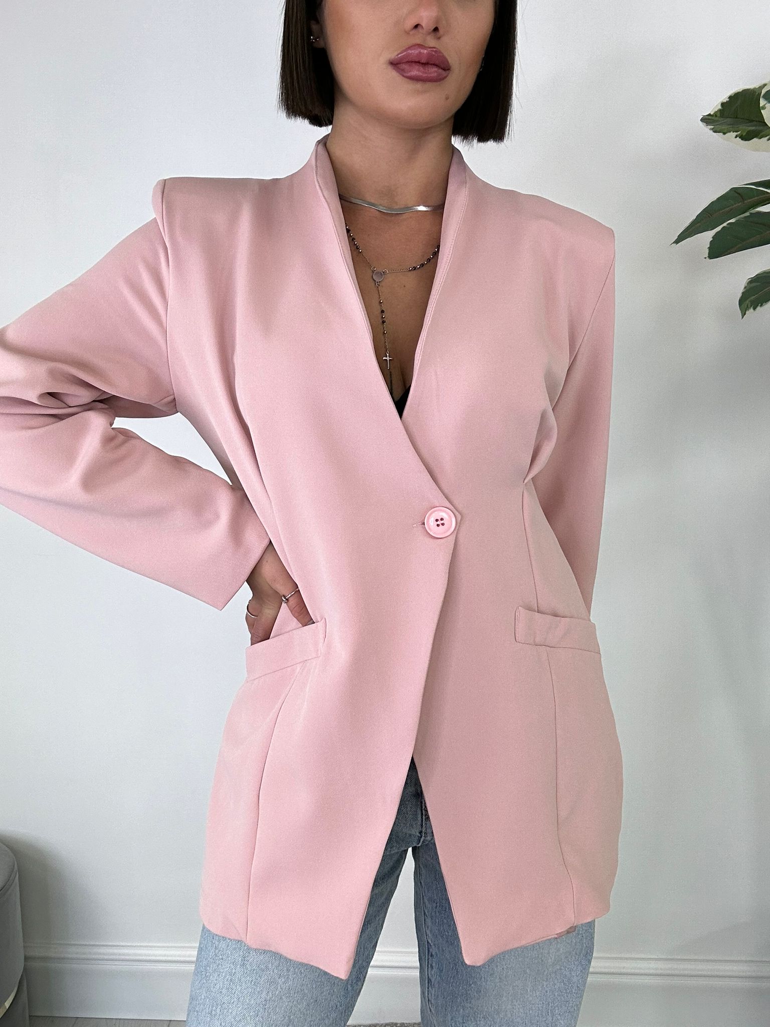 Blazer senza collo - Rosa Chiaro