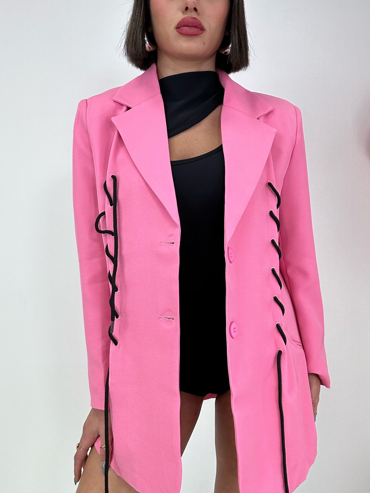 Blazer con inserti neri - Rosa