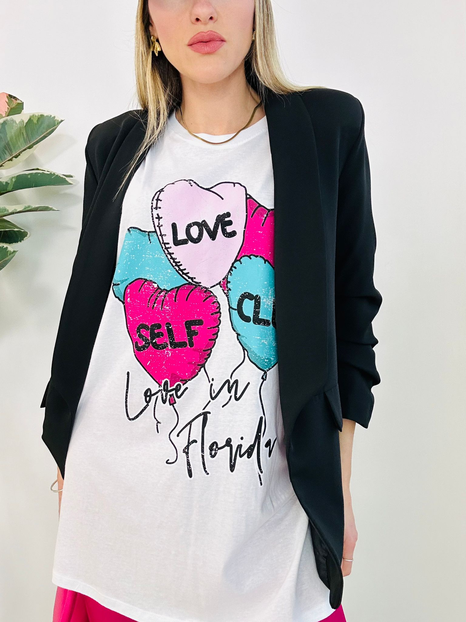 Love Self Club Maxi-T-Shirt – Weiß