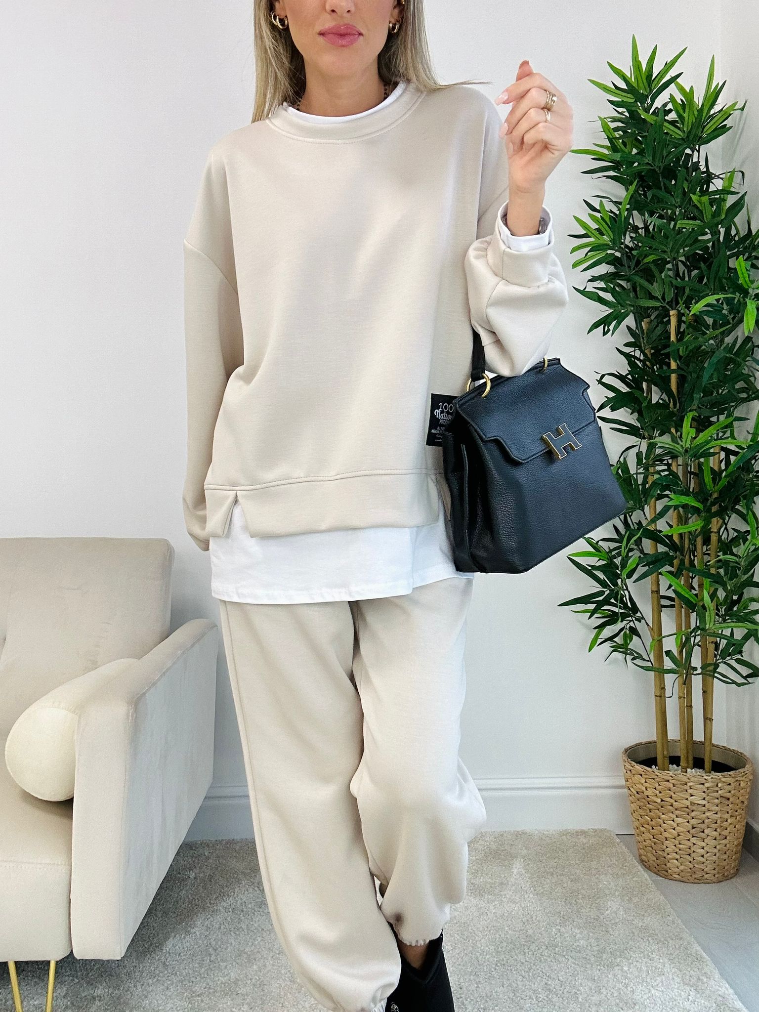 Cloe-Trainingsanzug-Set (Sweatshirt + Hose) Creme