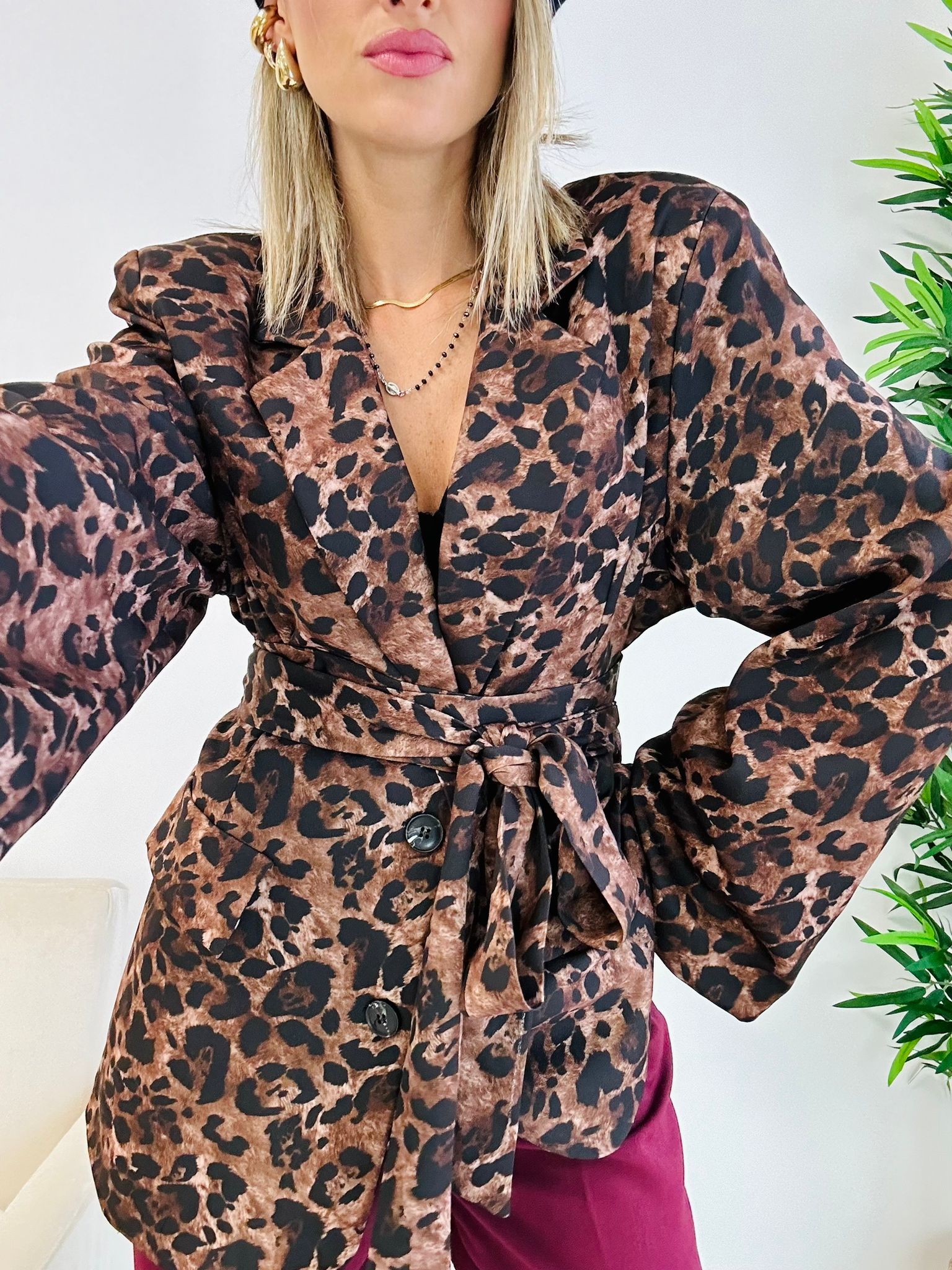 Animalier-Blazer – Braun und Schwarz