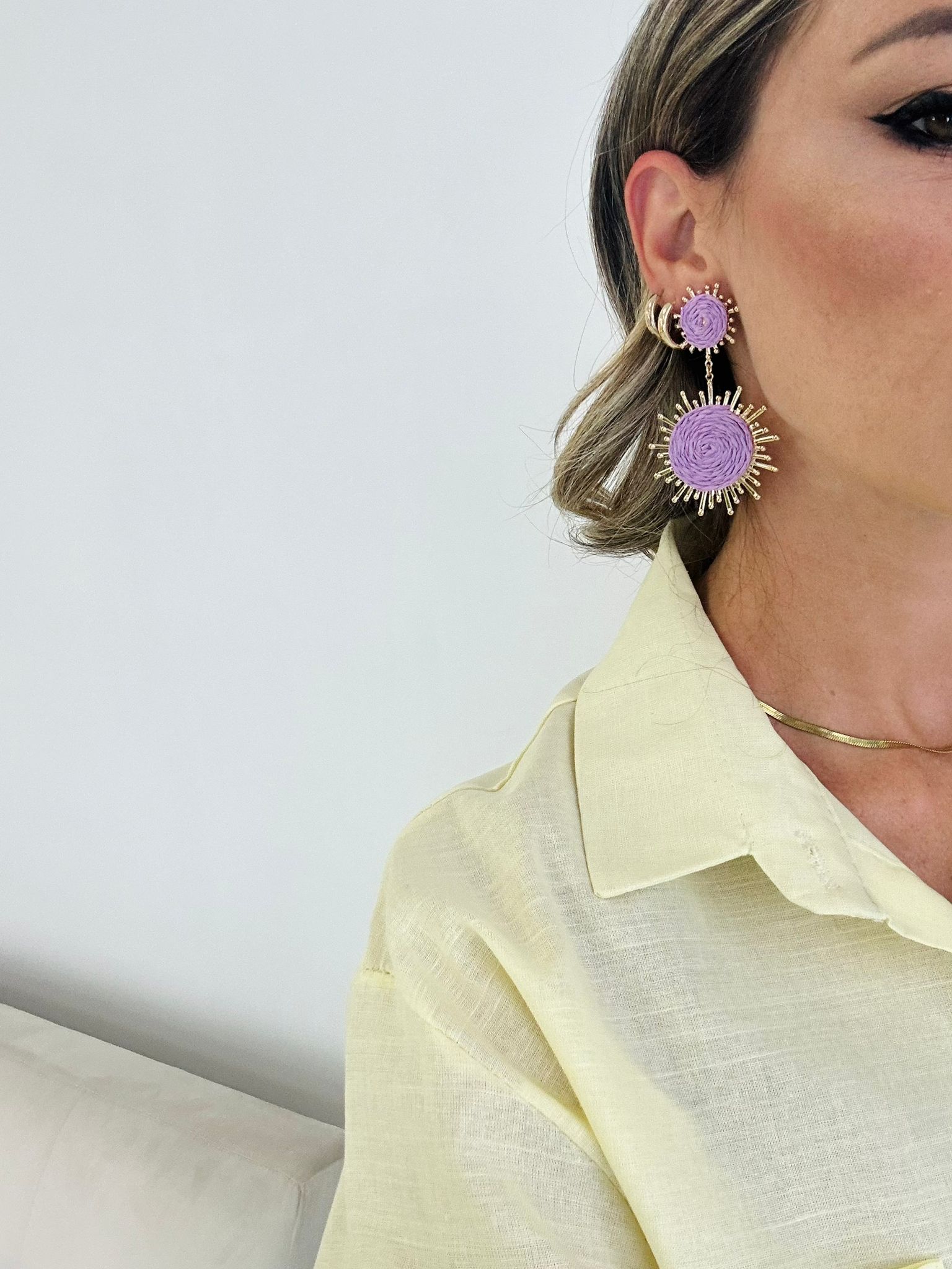 Boucles d'oreilles pendantes créoles - Lilas