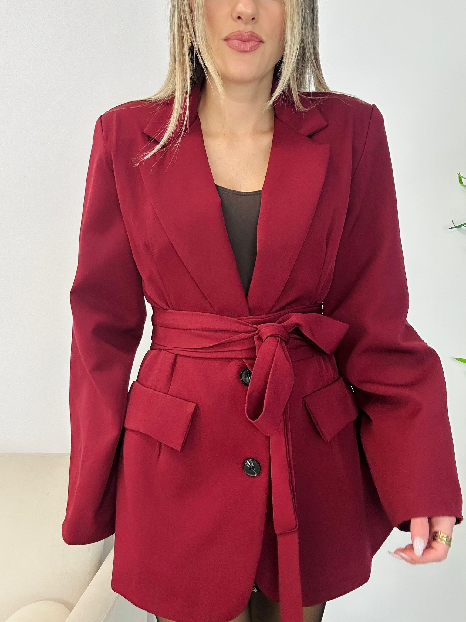 Blazer con cintura - Bordeaux