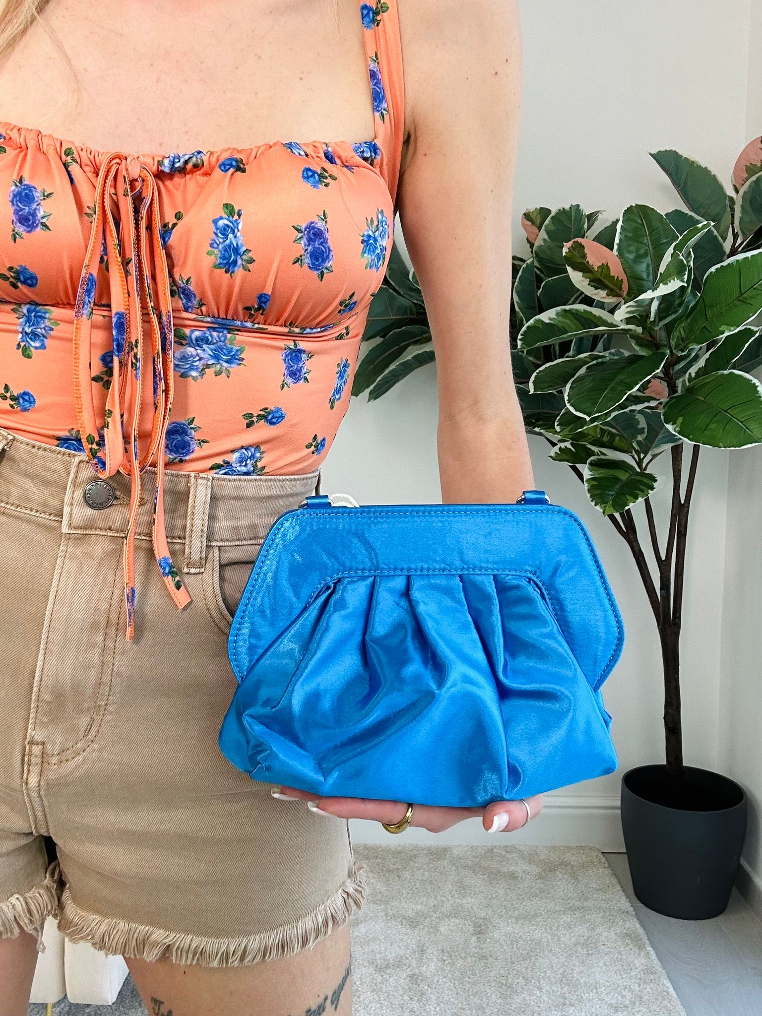 Dafne-Tasche mit Satineffekt – Blau