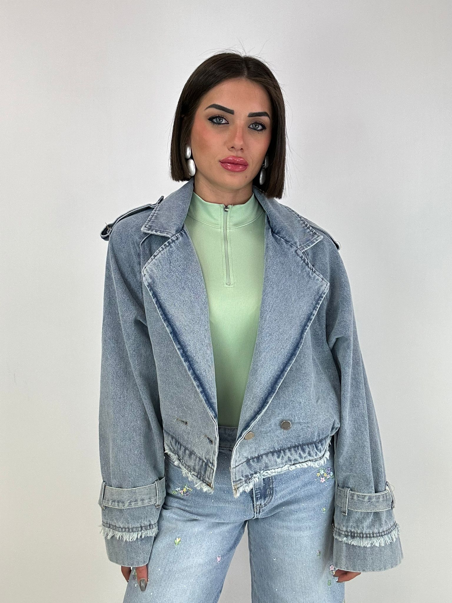 Giacca Crop di Jeans - Lavaggio Chiaro