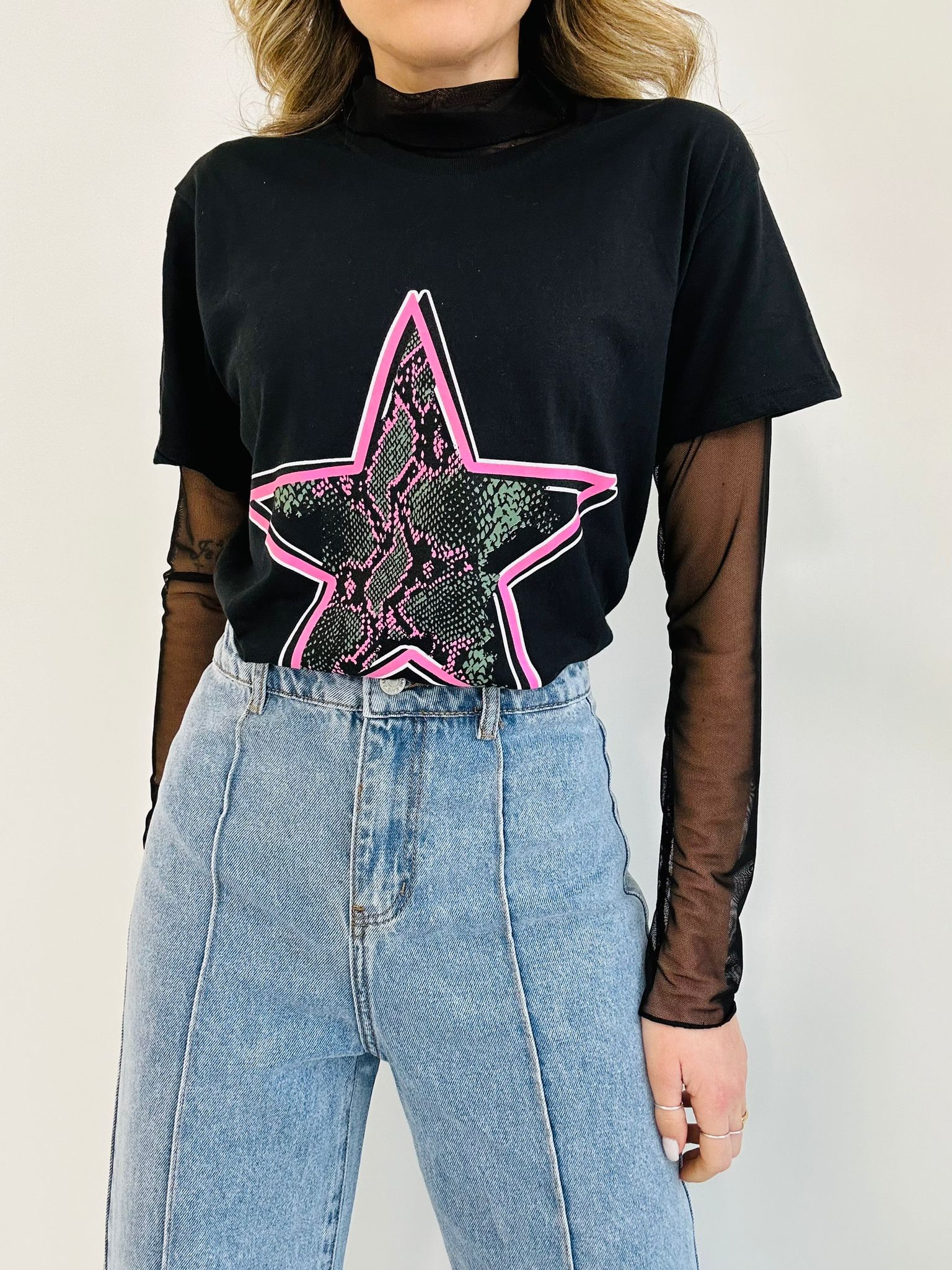 Stern-T-Shirt – Schwarz