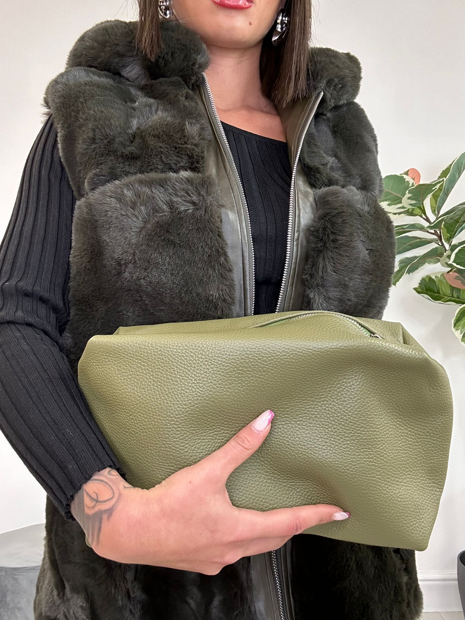 Borsa Megghy Vera Pelle - Verde