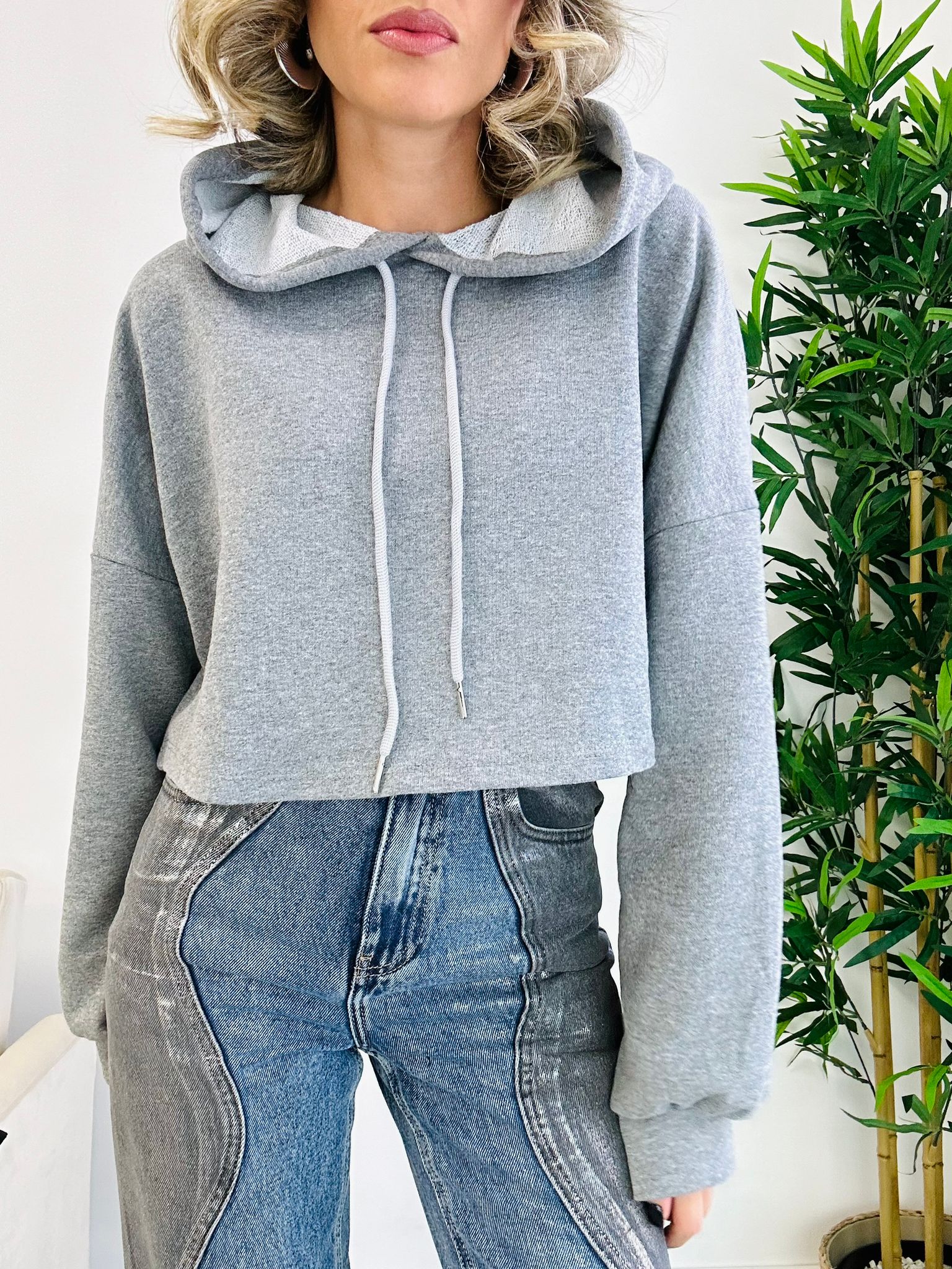 Crop Syria Sweatshirt – Grau