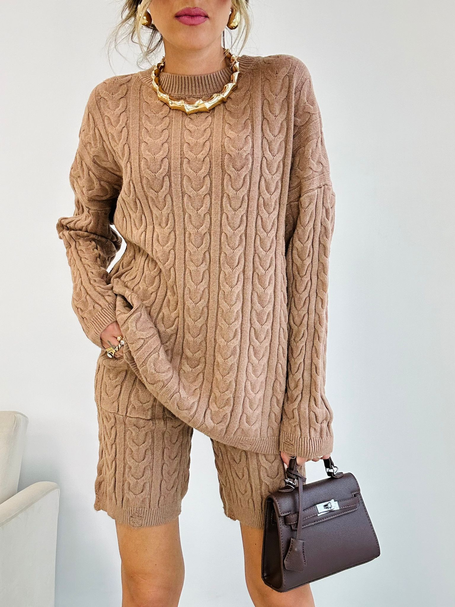 Coordinato Denise (Maglione + Pantaloncino) Camel