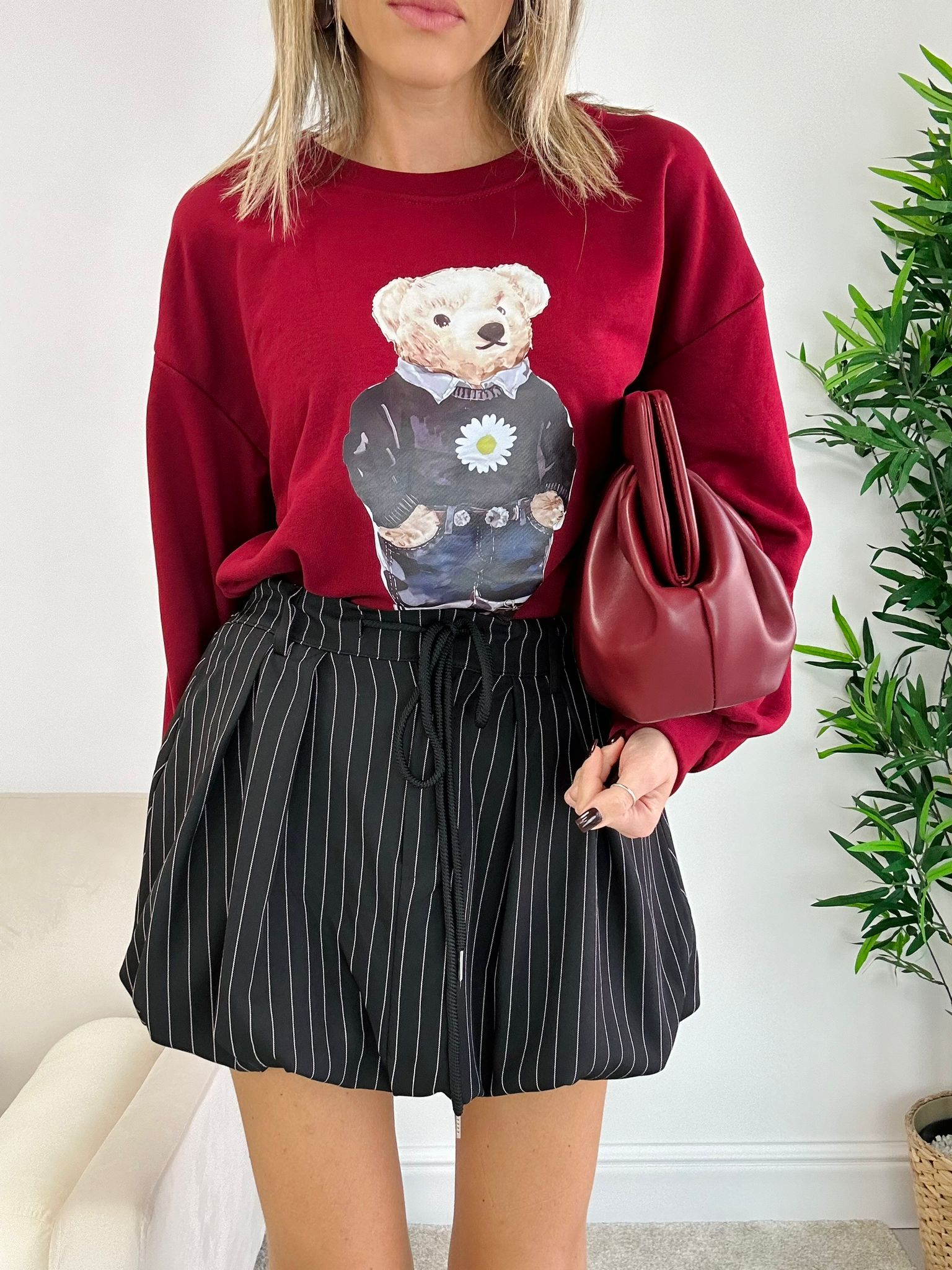 Teddy-Sweatshirt – Bordeaux