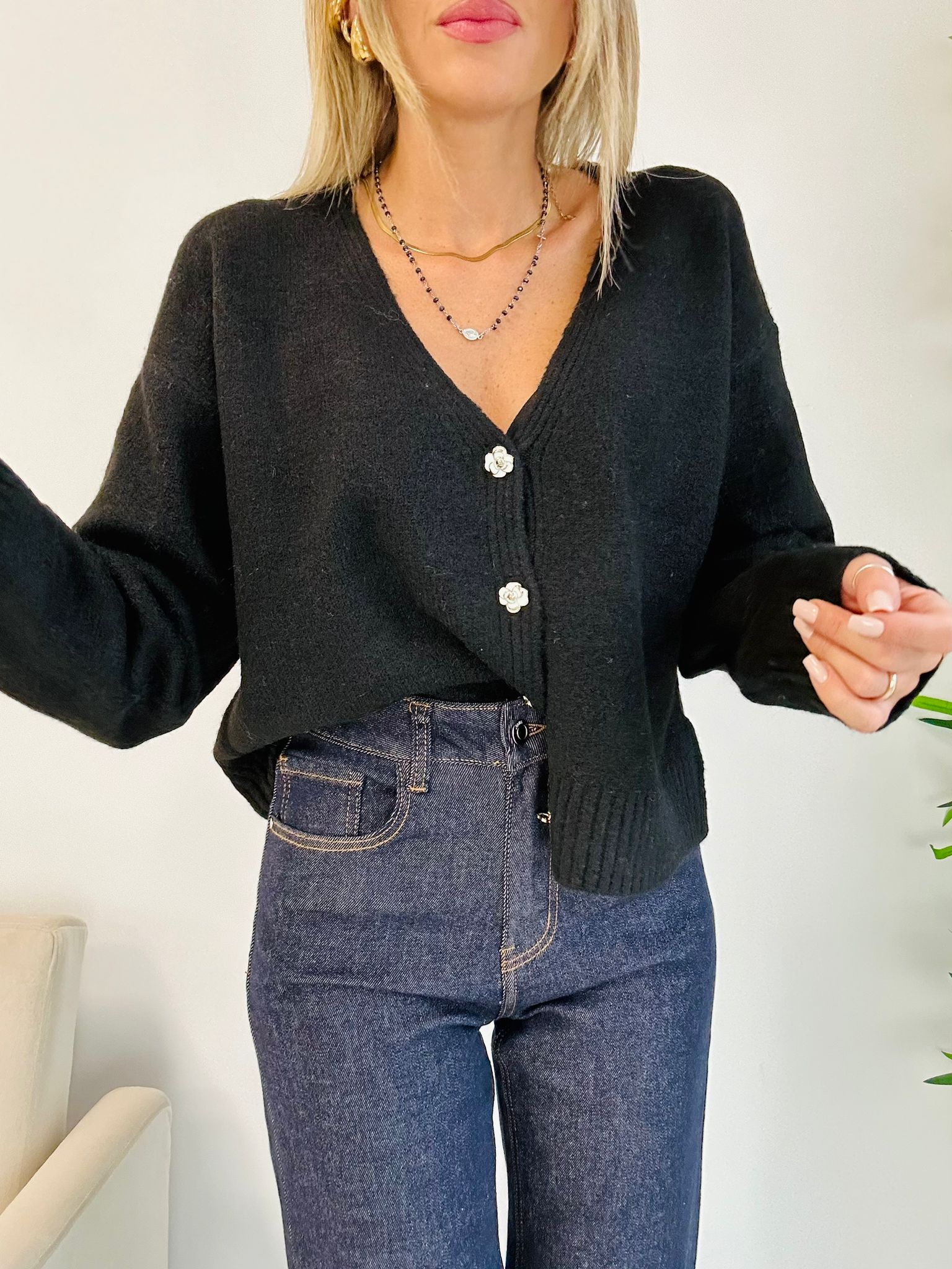 Cardigan Gabry in Lana - Nero