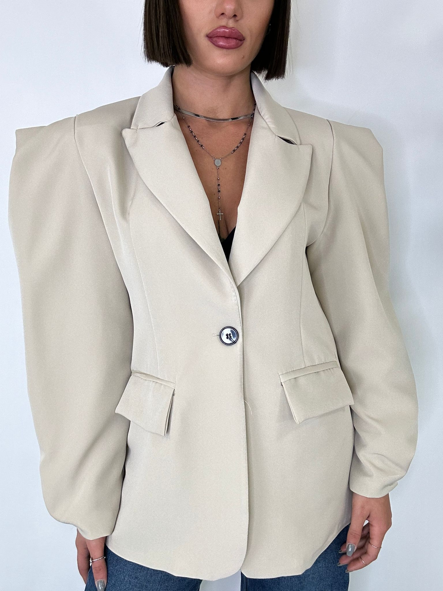 Blazer Maniche a Palloncino - Beige