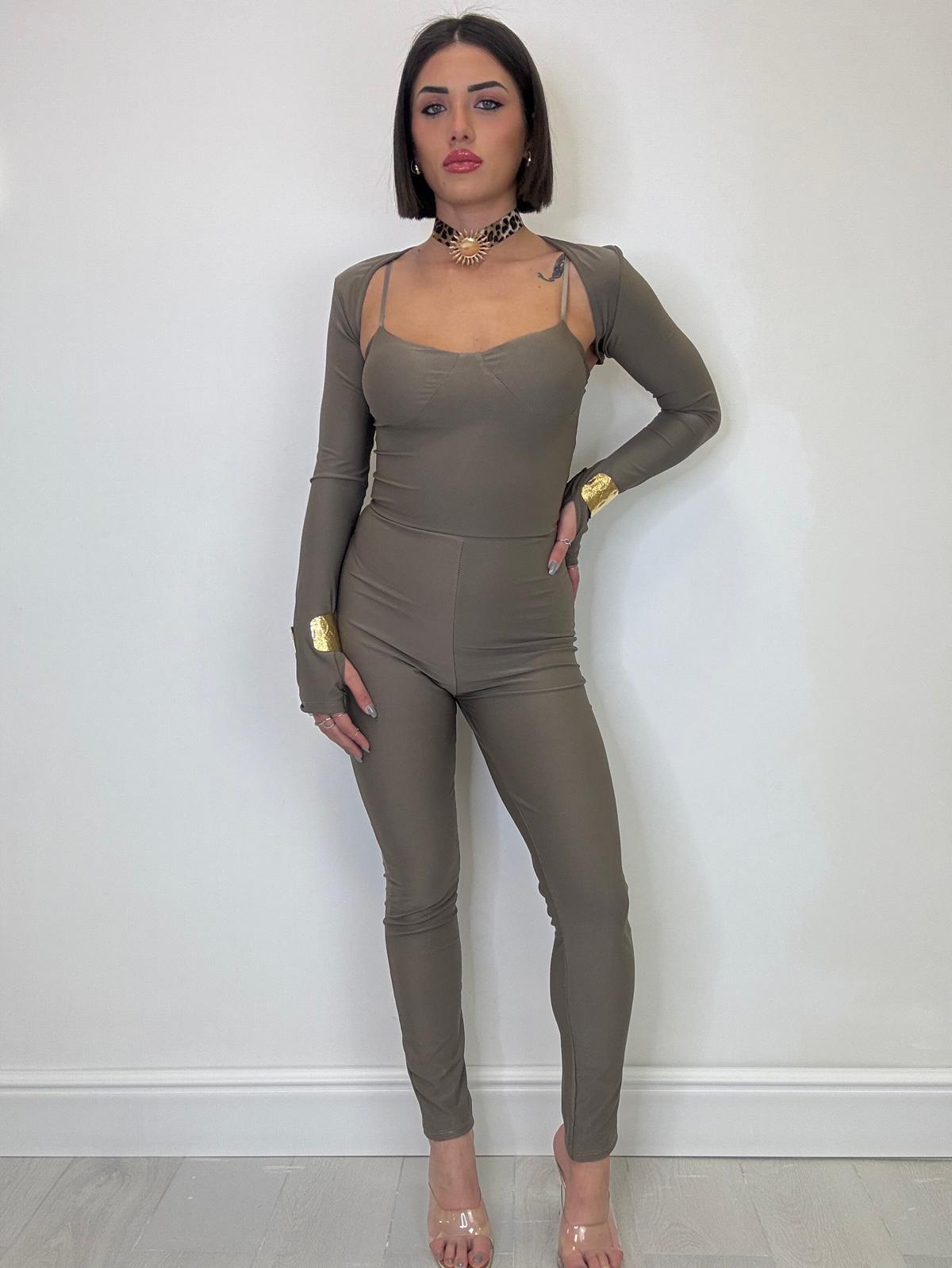 Zaira Jumpsuit mit Bolero - Schlamm