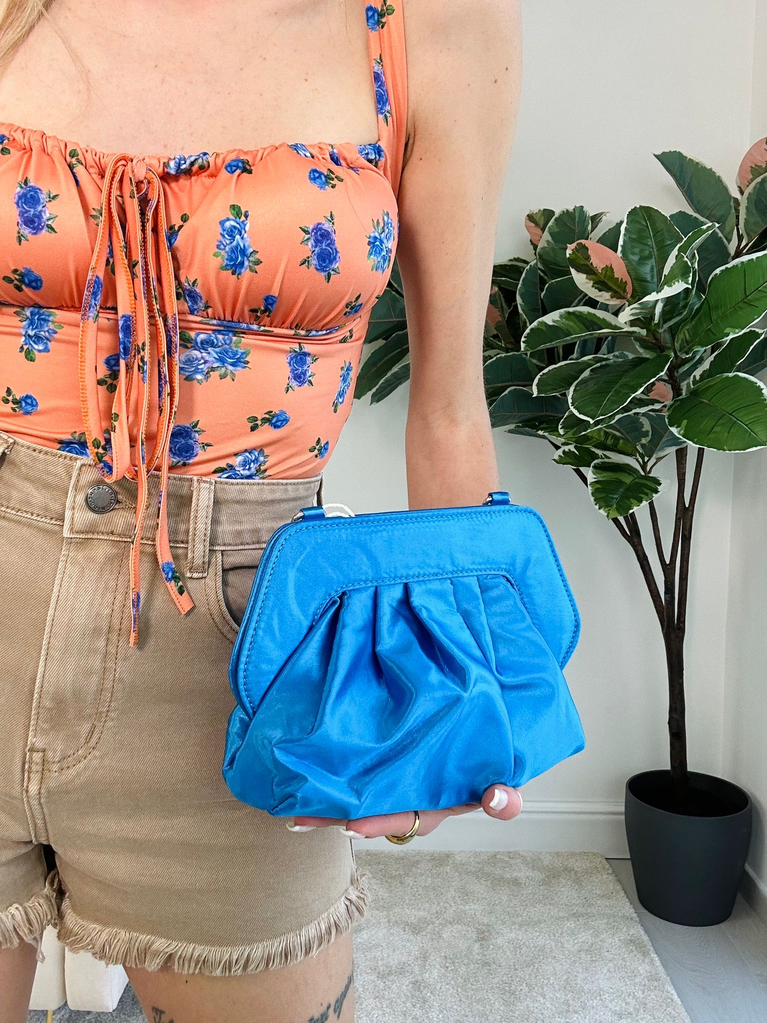 Dafne-Tasche mit Satineffekt – Blau