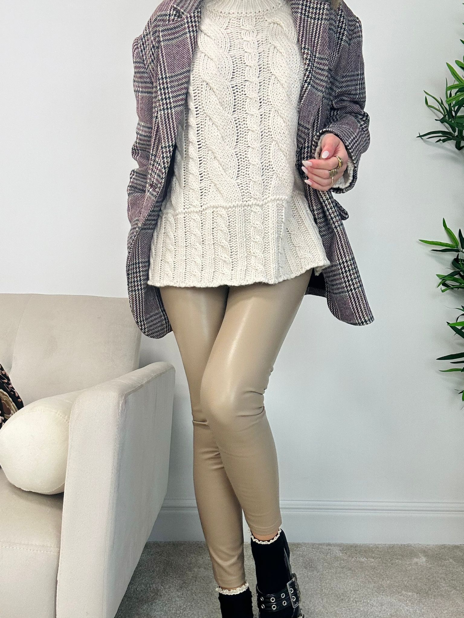 Legging en éco-cuir Felpato - Beige