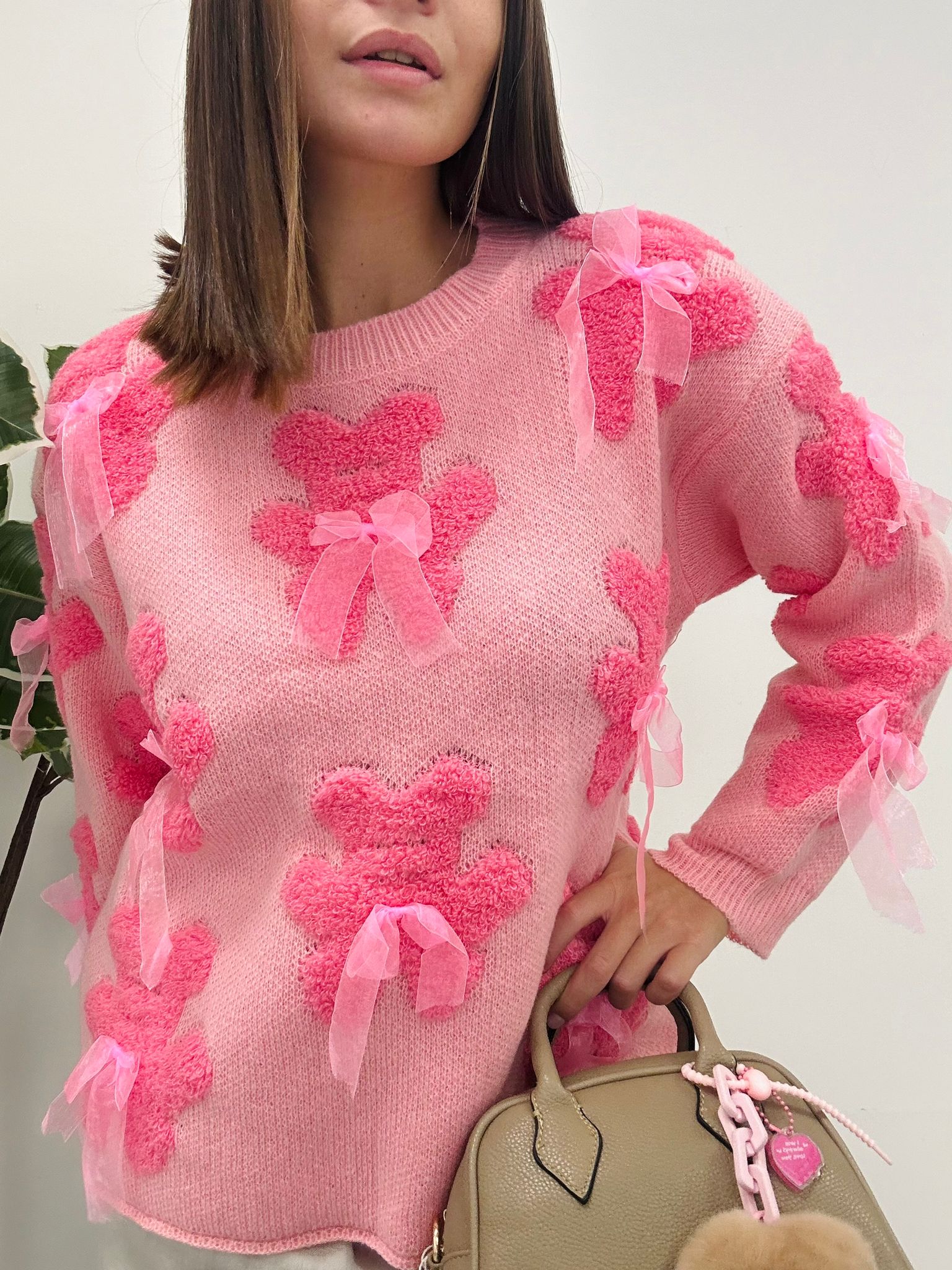 Maglione Orsetto - Fondo Rosa