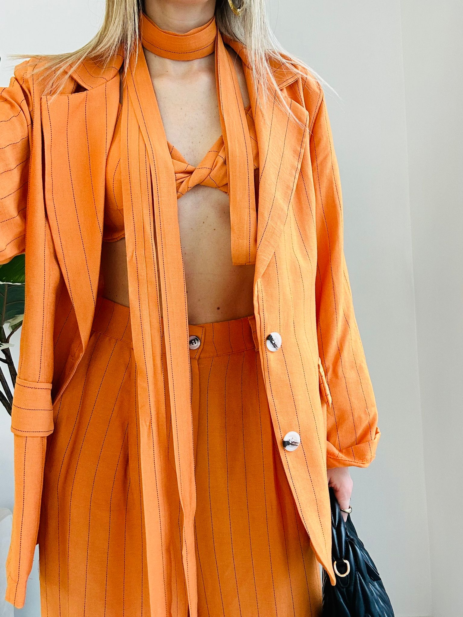 Ensemble coordonné Tiziana (haut + blazer + pantalon) Orange