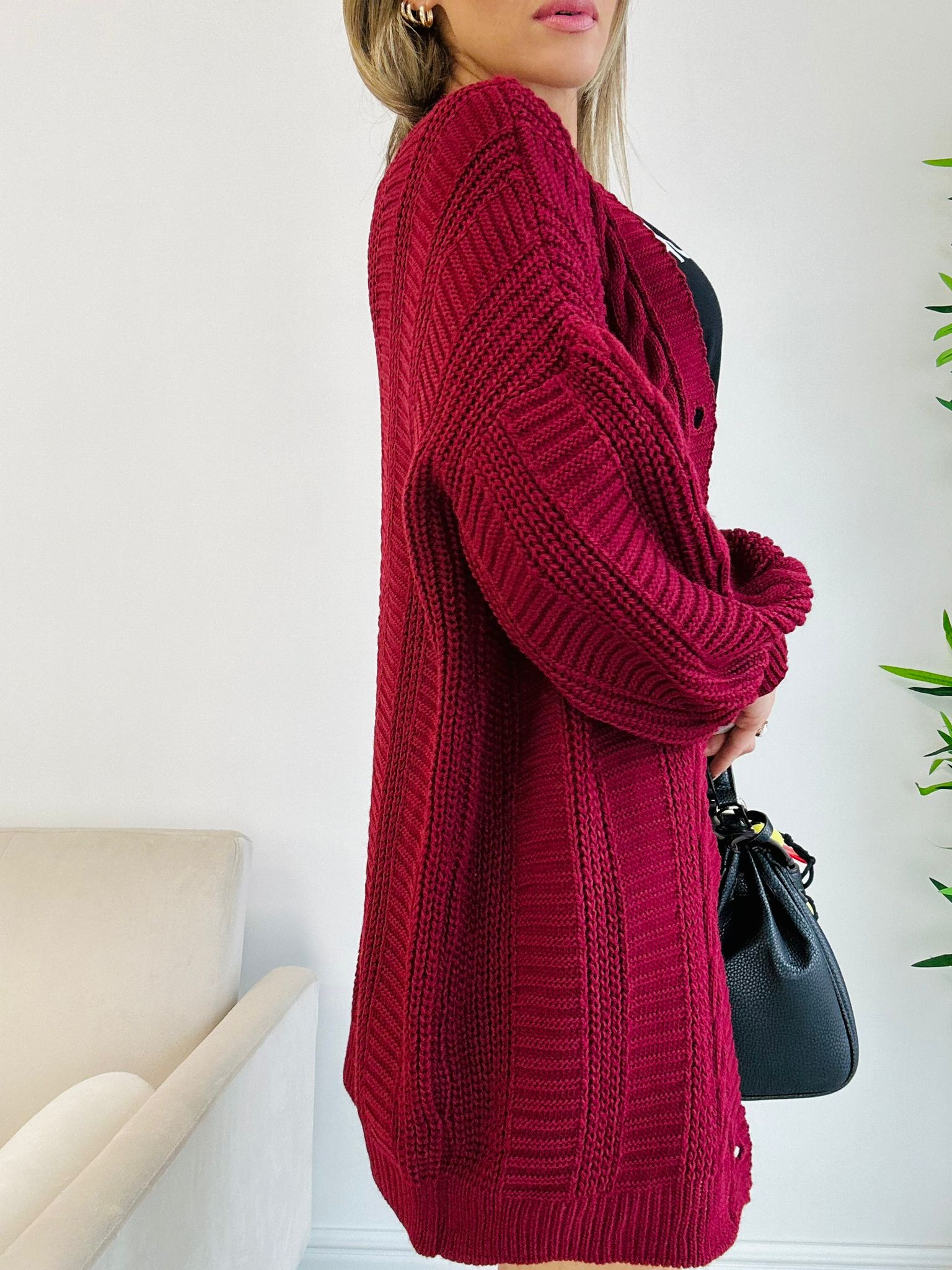 Cardigan Sofia in lana - Bordeaux