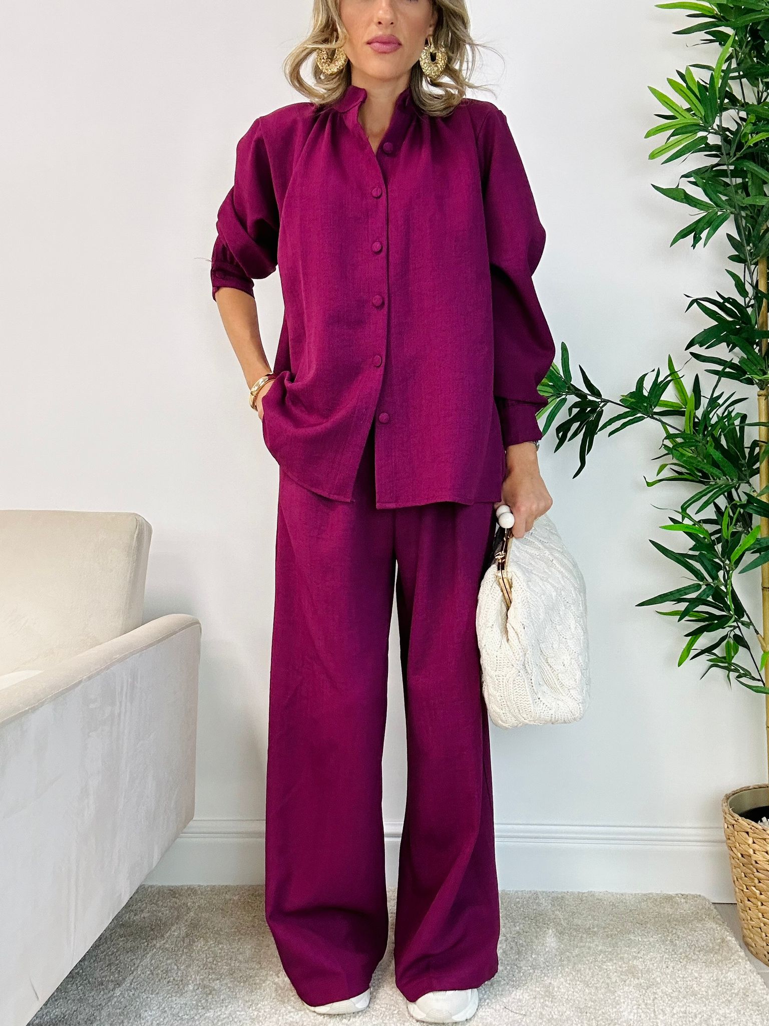 Coordinato Rachele (Camicia + Pantalone) Magenta