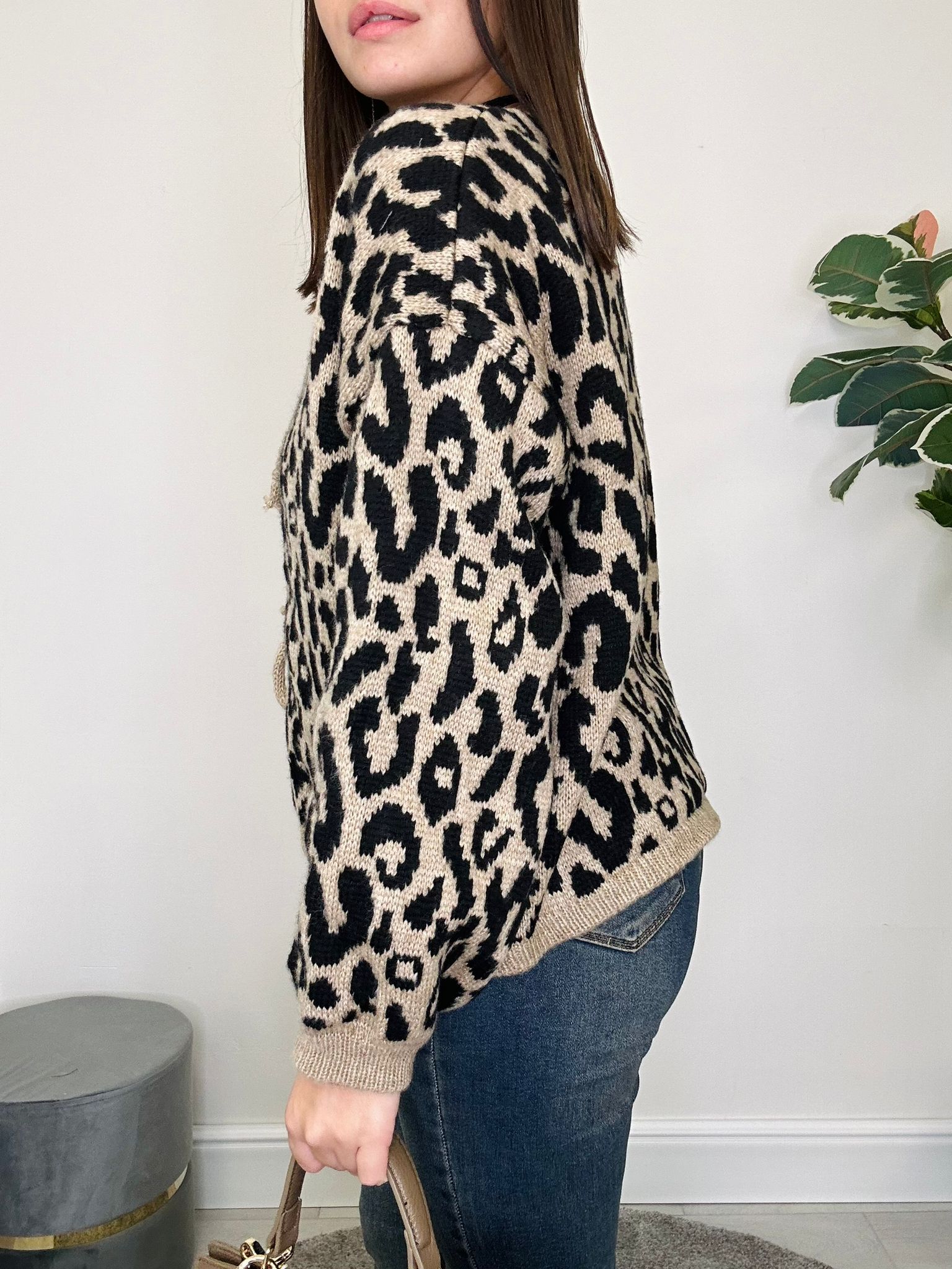 Animalier-Cardigan – Schlamm