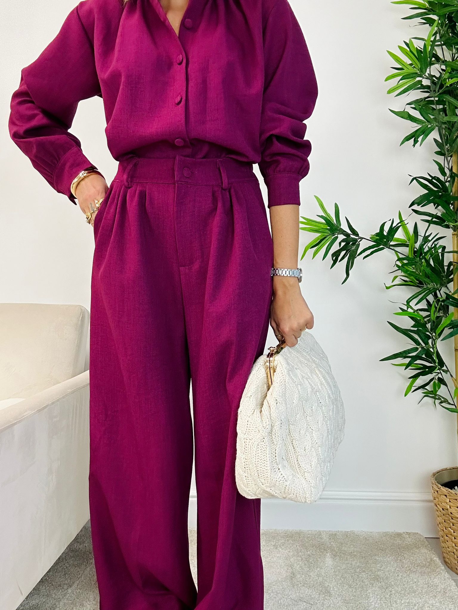 Coordinato Rachele (Camicia + Pantalone) Magenta