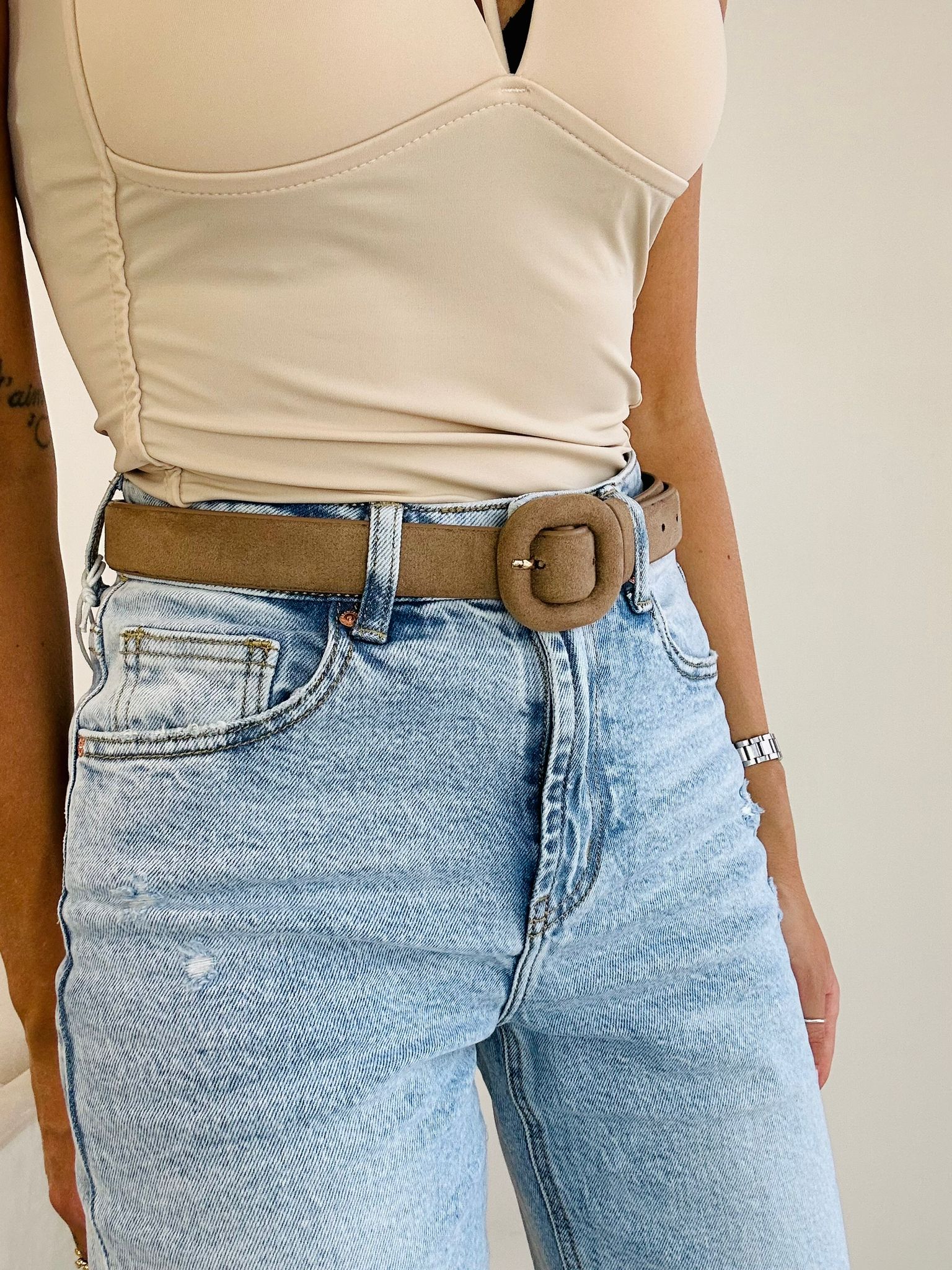 Ceinture effet velours - Boue