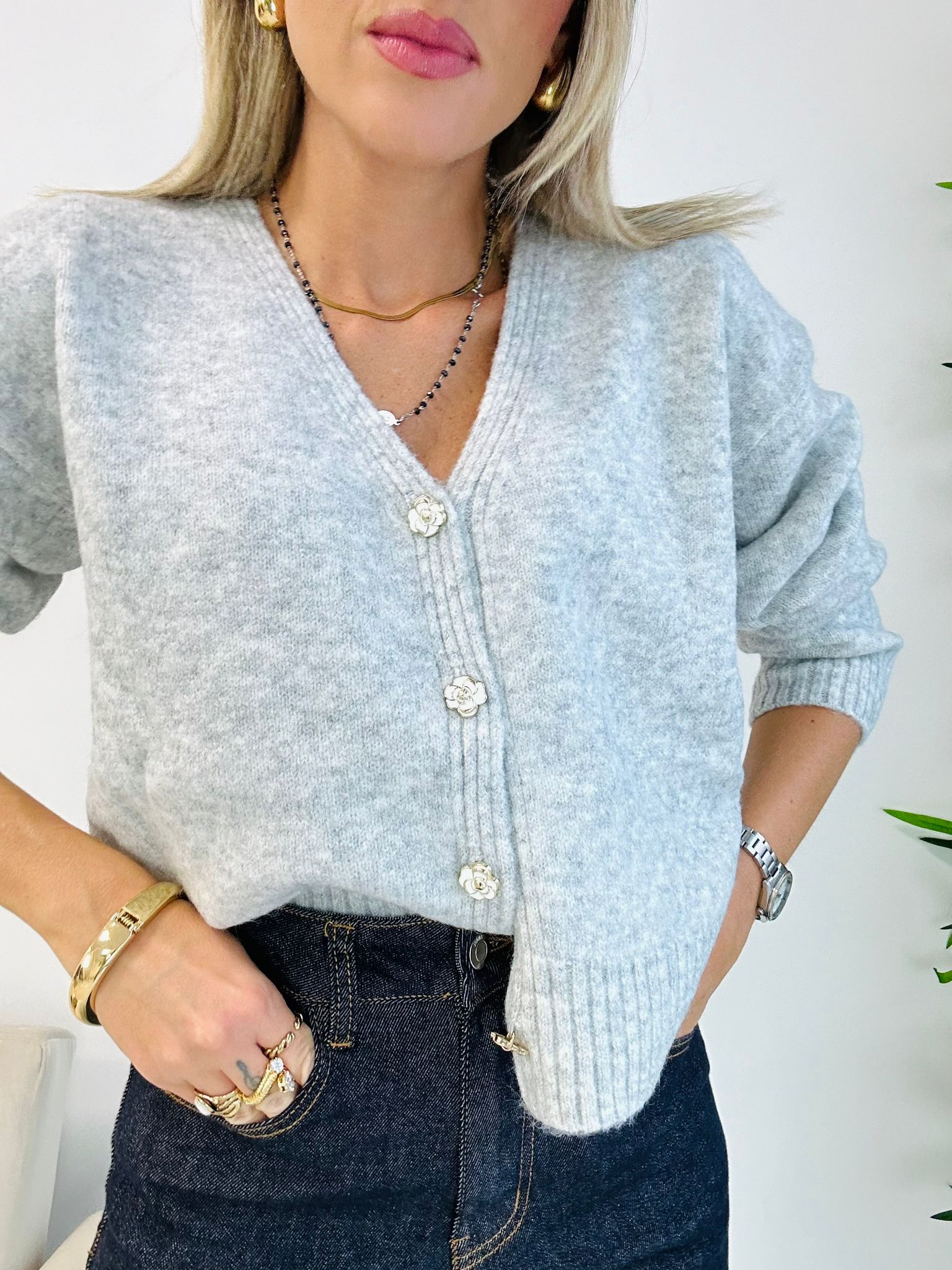 Cardigan Gabry in Lana - Grigio