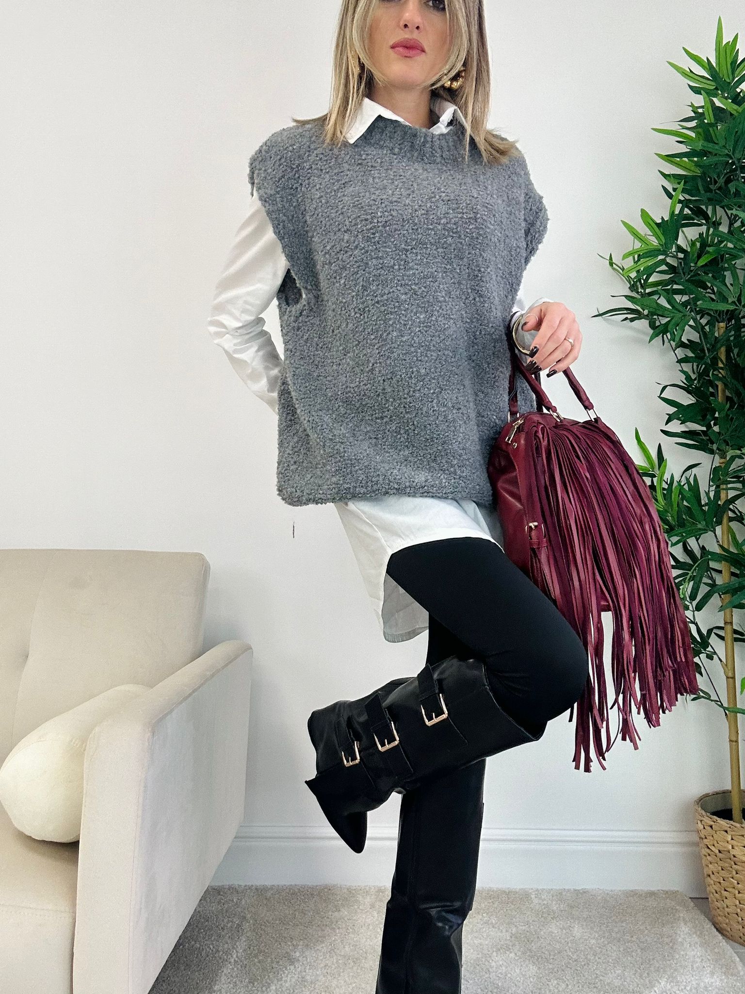 Pull sans manches Ania - Gris