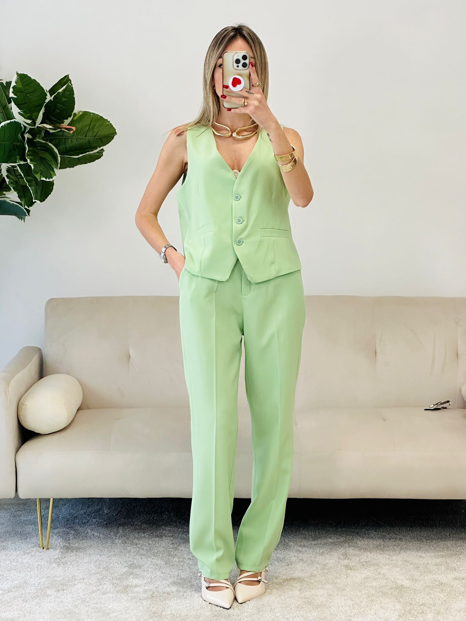 Costume Hilary (Pantalon + Gilet) Vert
