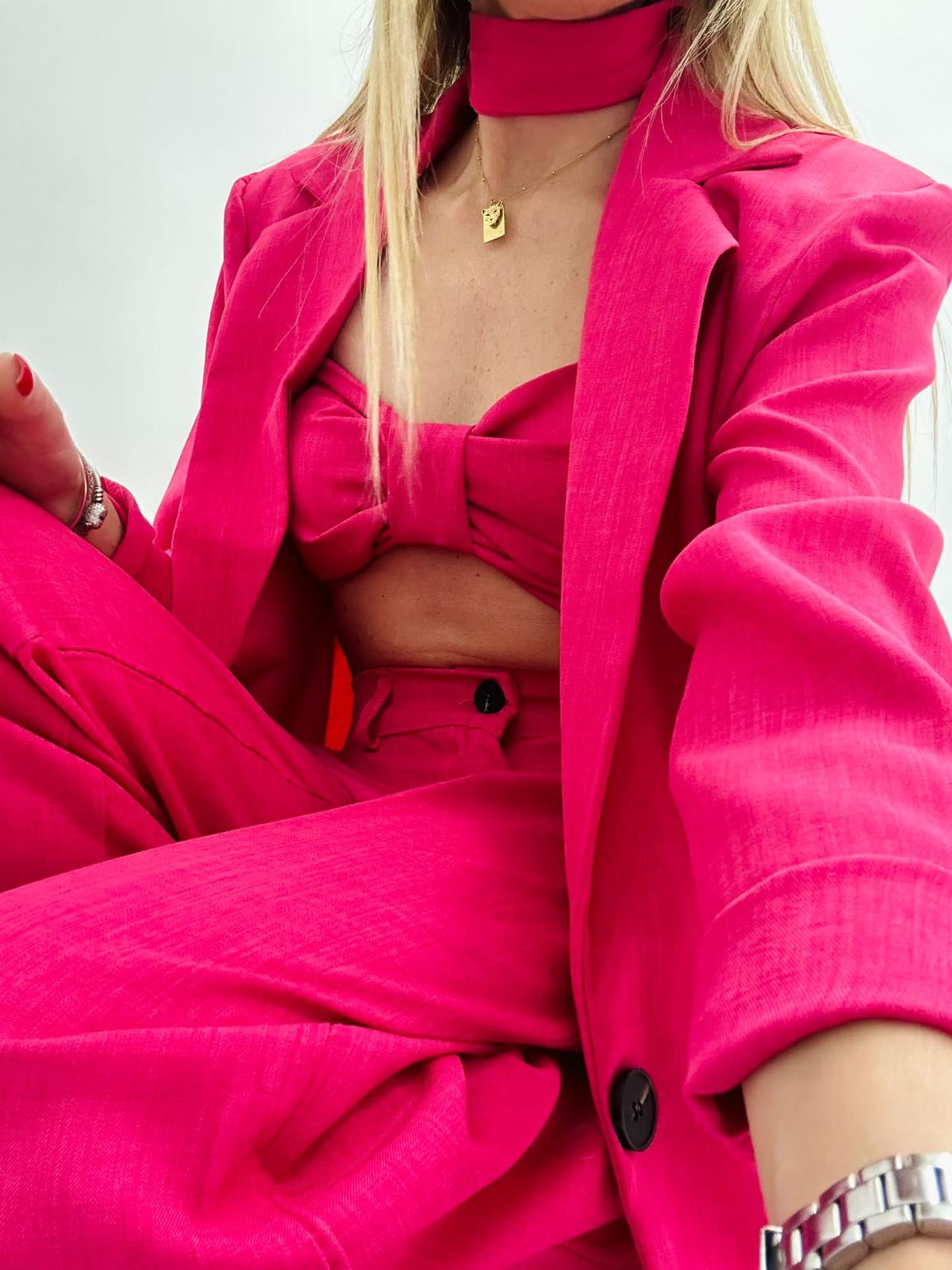 Ensemble trois pièces (Blazer + Haut + Pantalon) Fuchsia