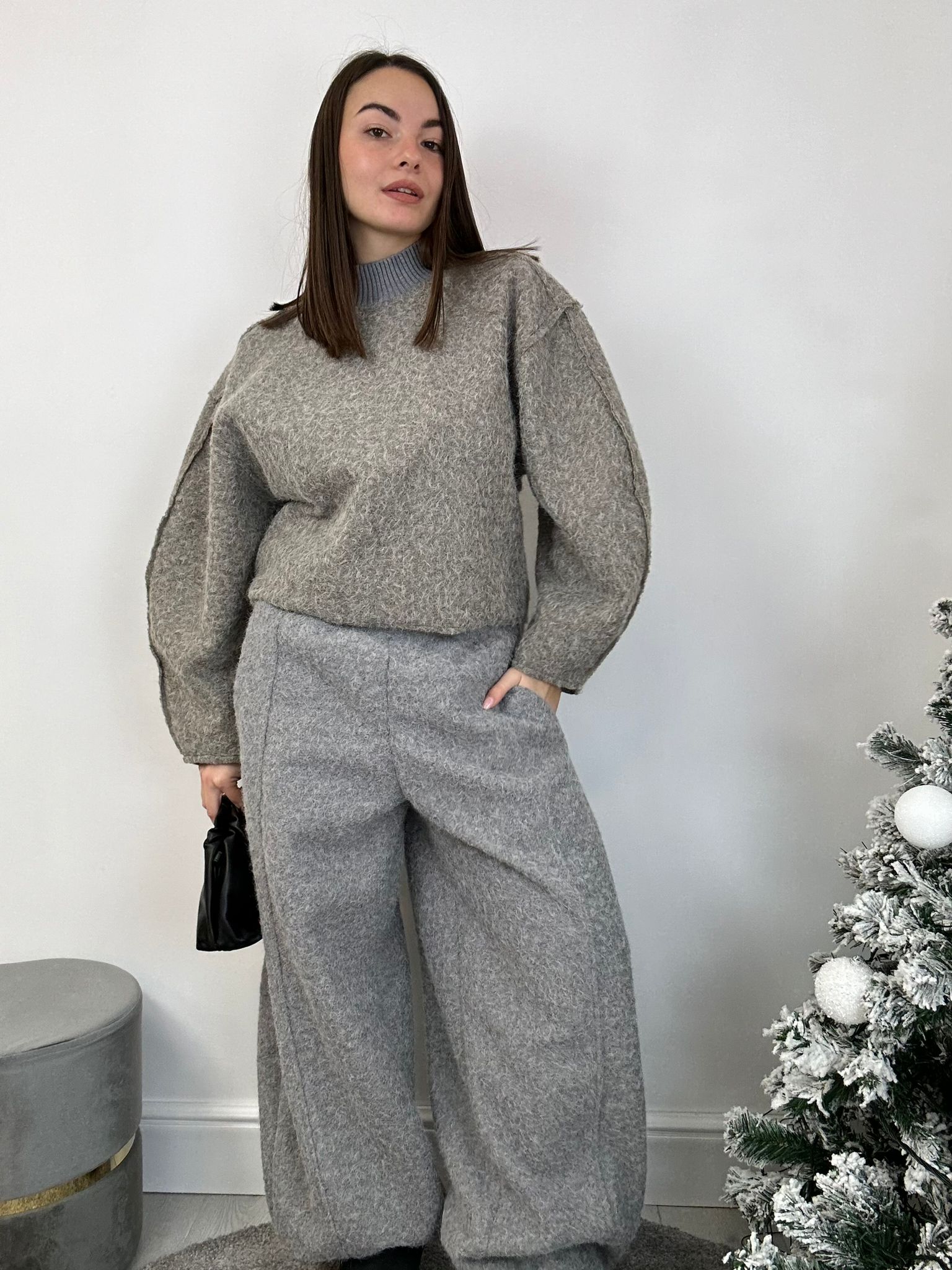 Coordinato Aris (Felpa + Pantalone) Grigio e Fango