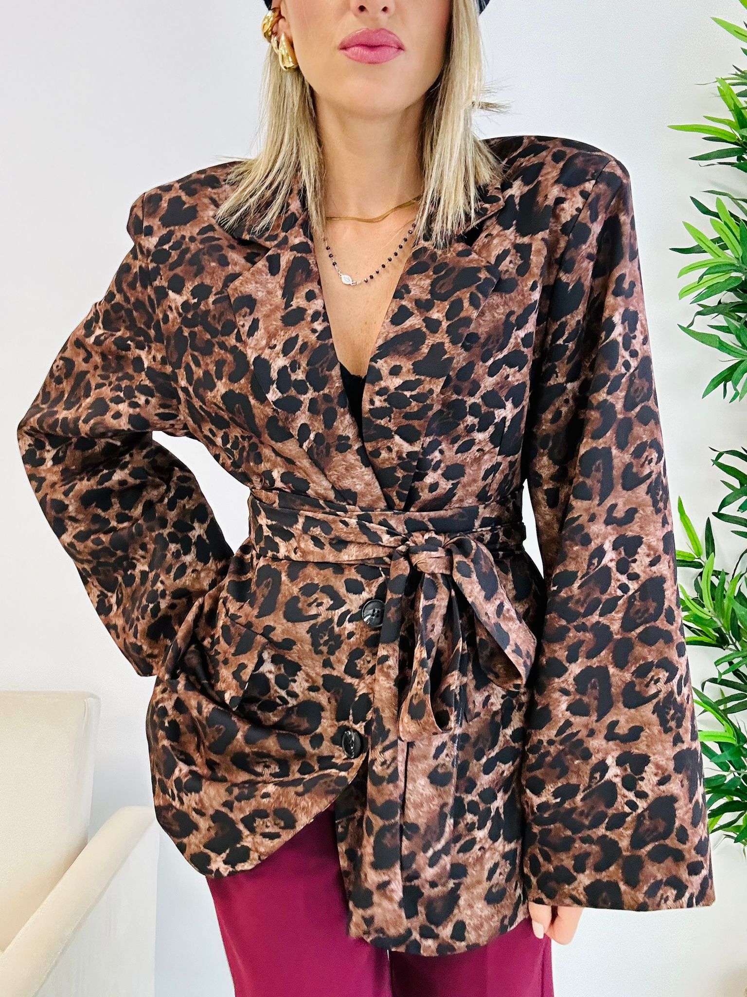 Animalier-Blazer – Braun und Schwarz