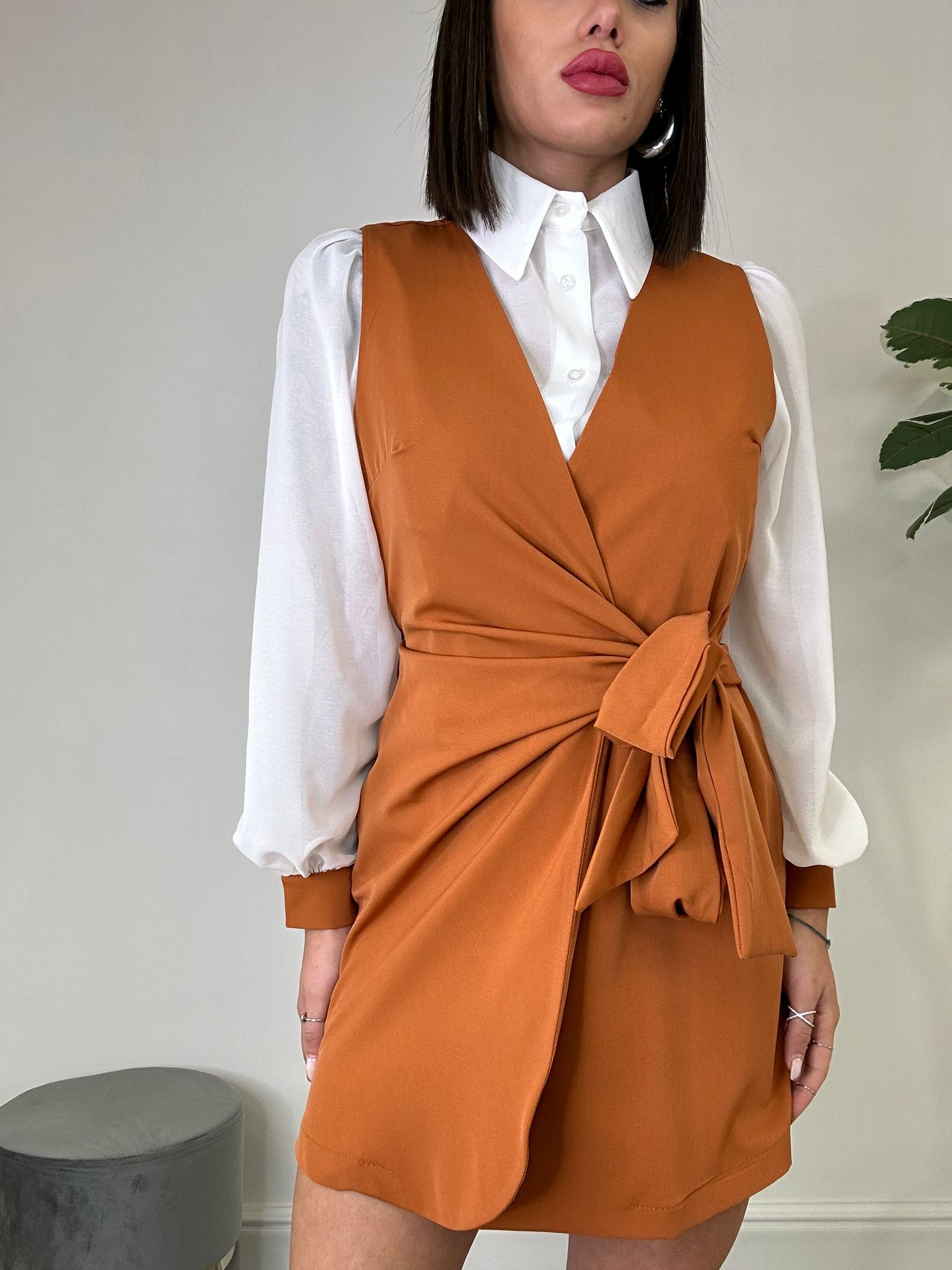 Kleid mit Hemd - Dunkelorange