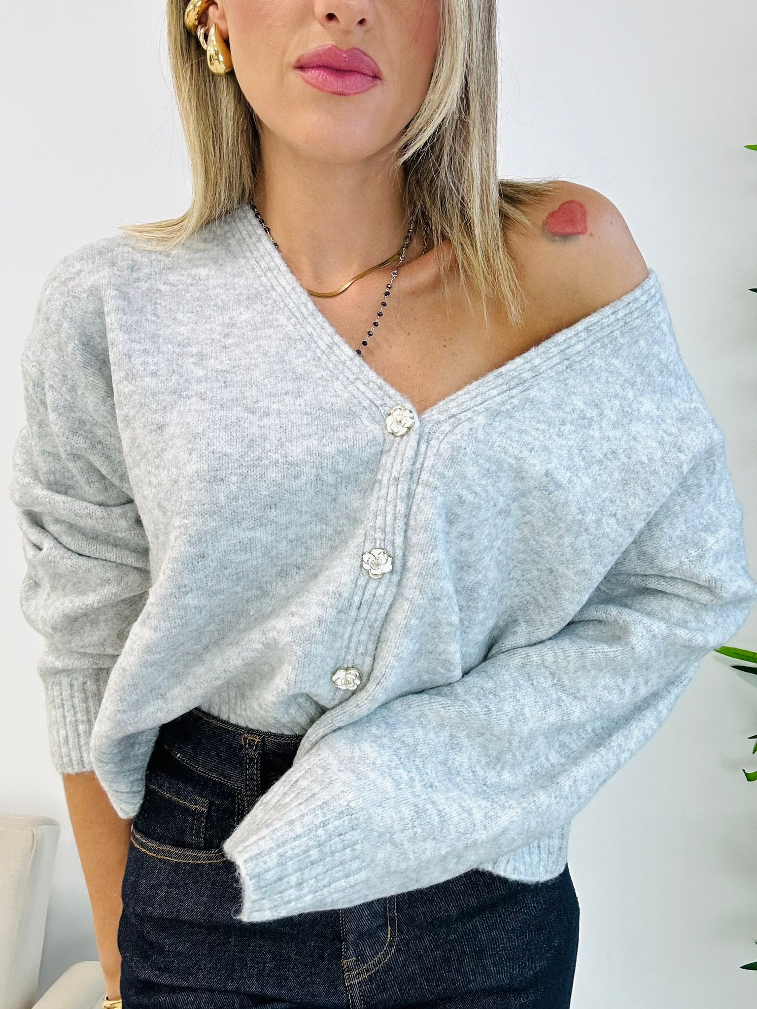 Cardigan Gabry in Lana - Grigio