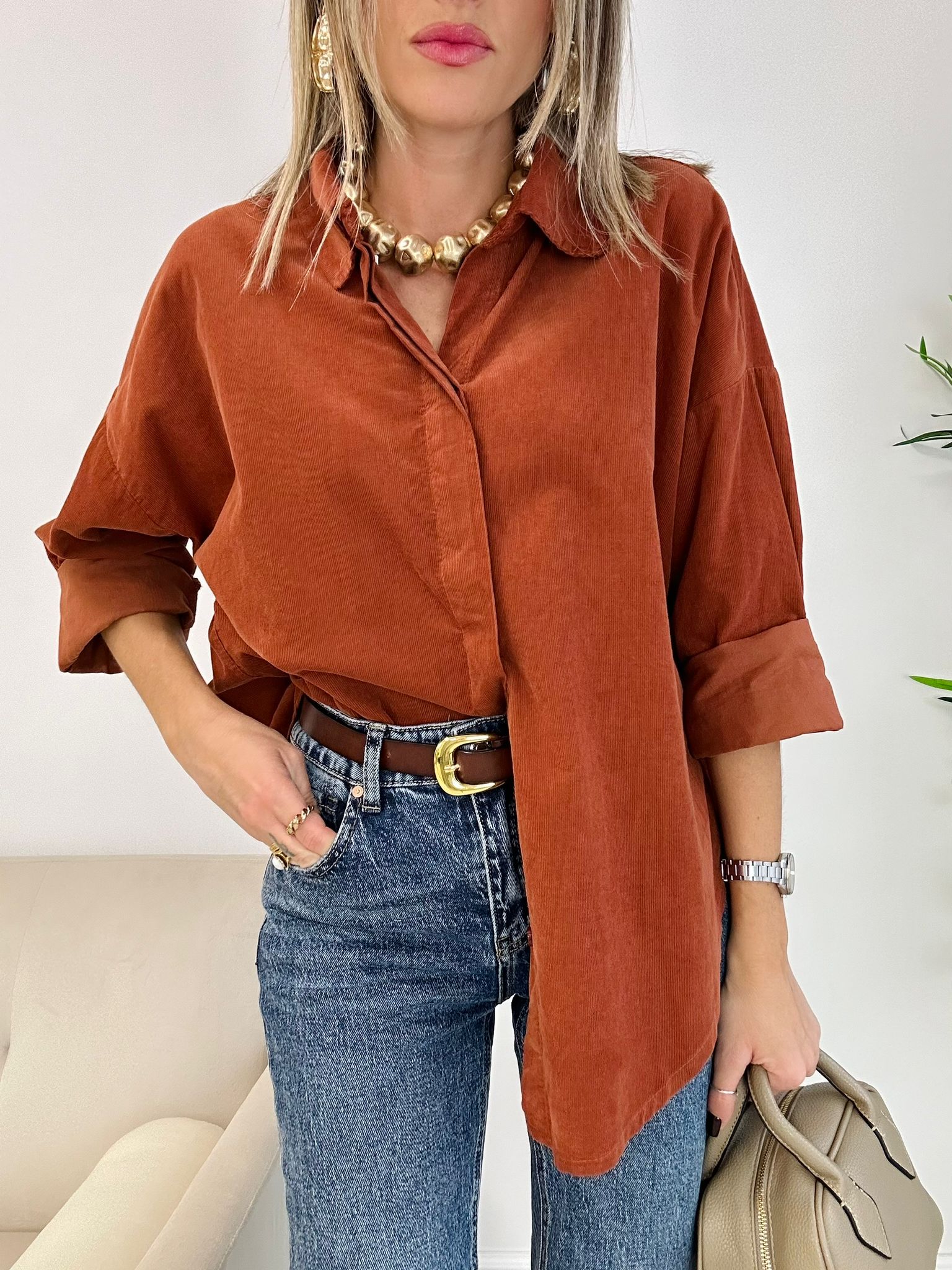 Camicia in ciniglia - Camel