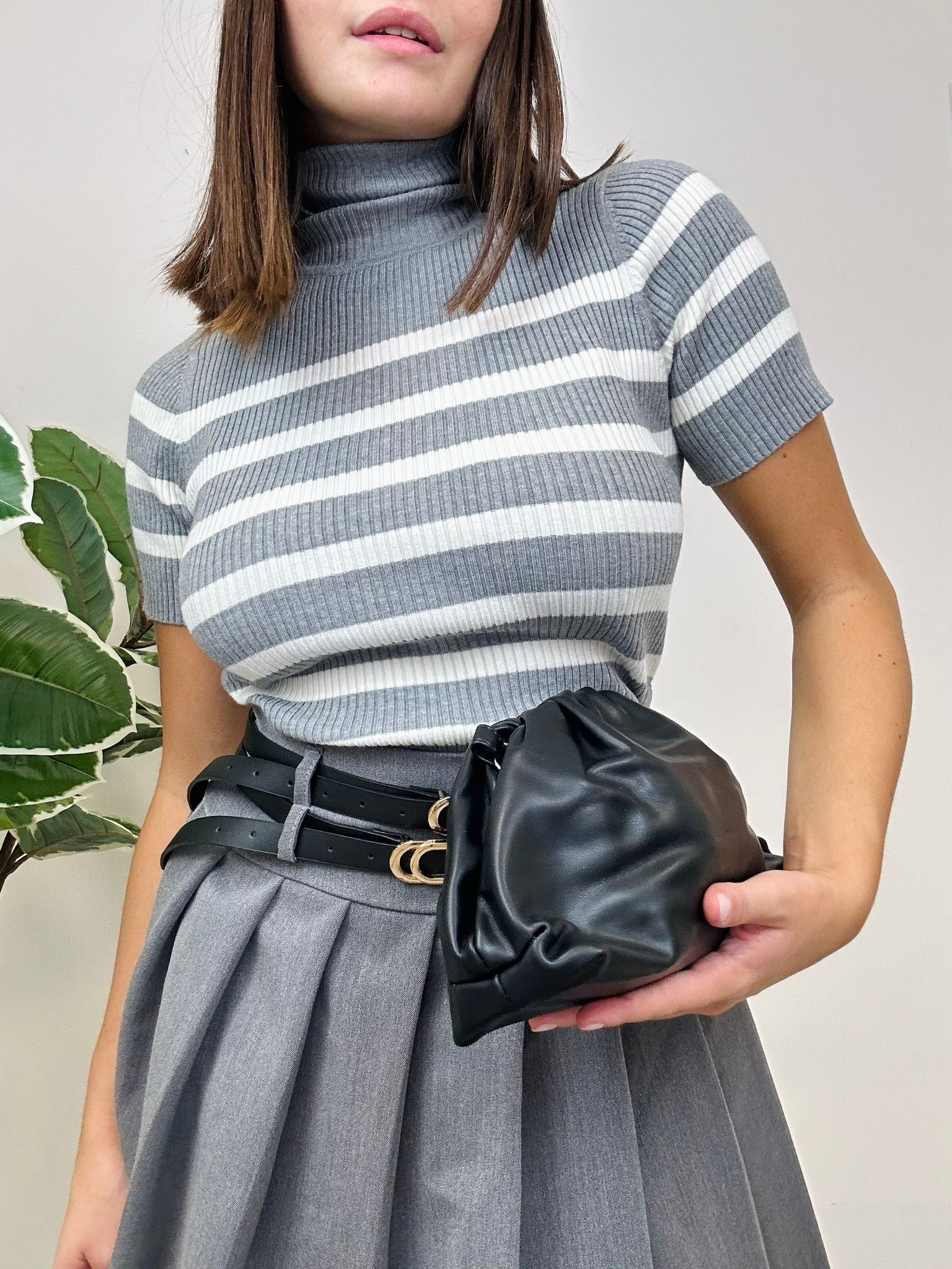 Joia-Clutch aus Öko-Leder – Schwarz