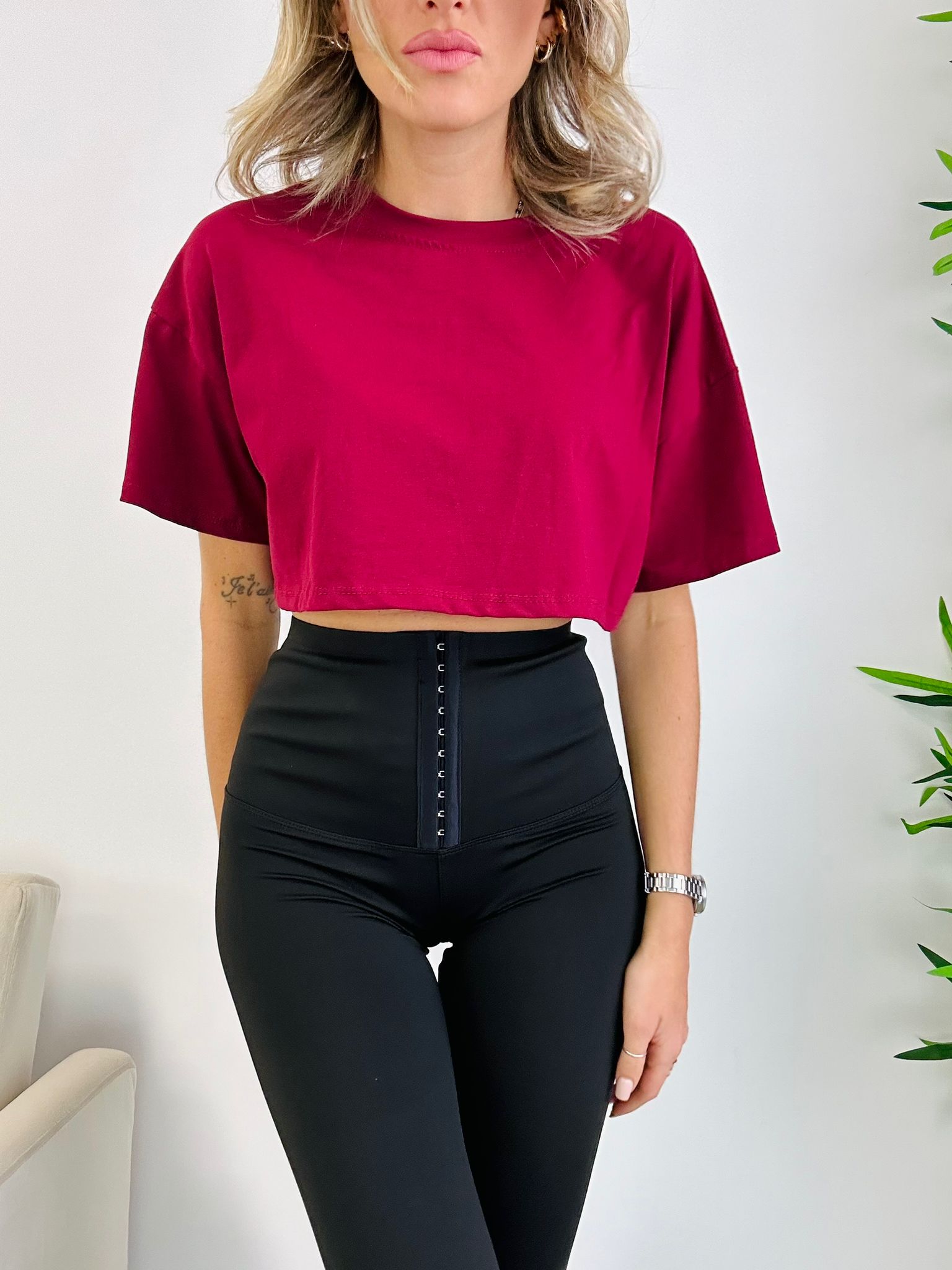 T-shirt Crop - Bordeaux